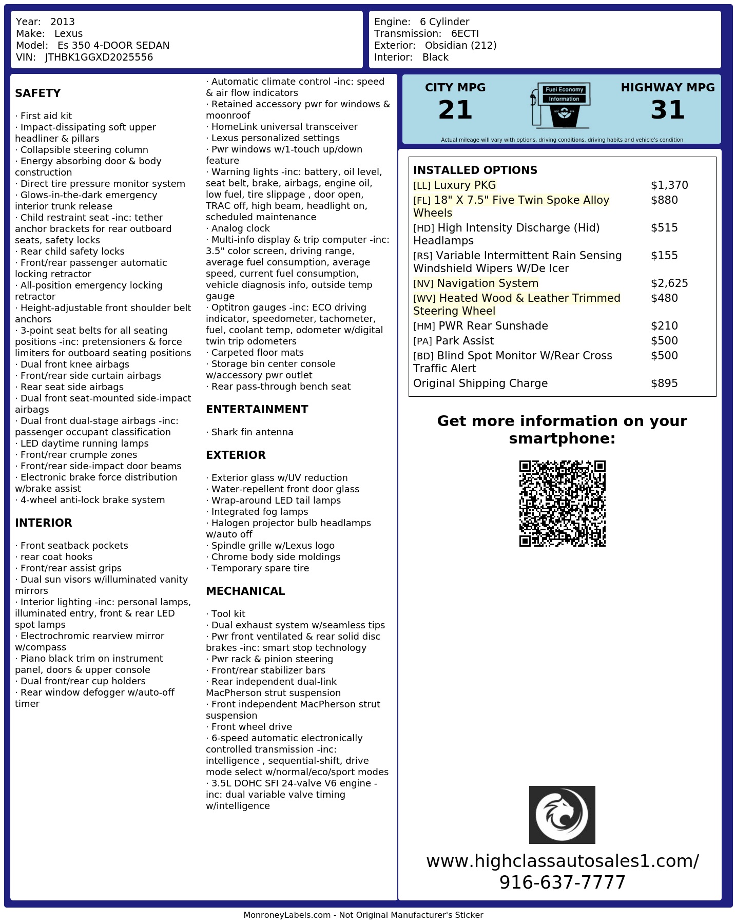 Monroney Label