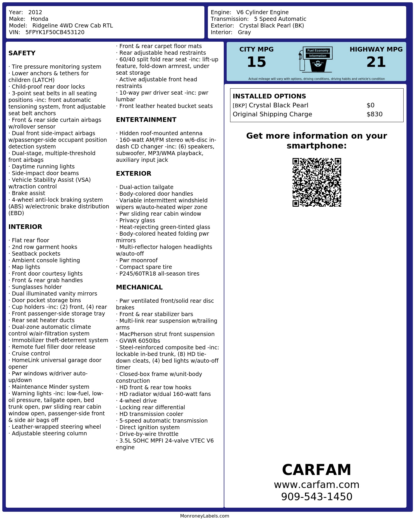 Monroney Label