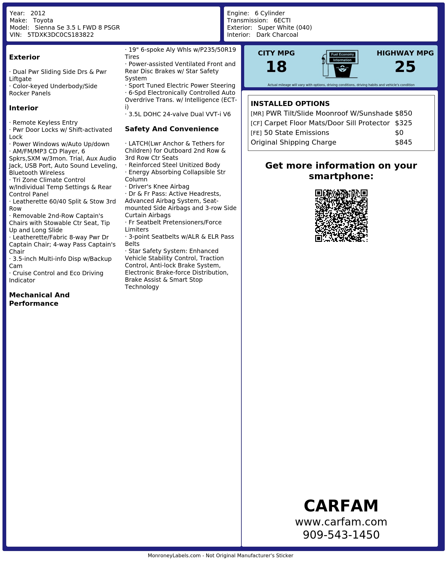 Monroney Label