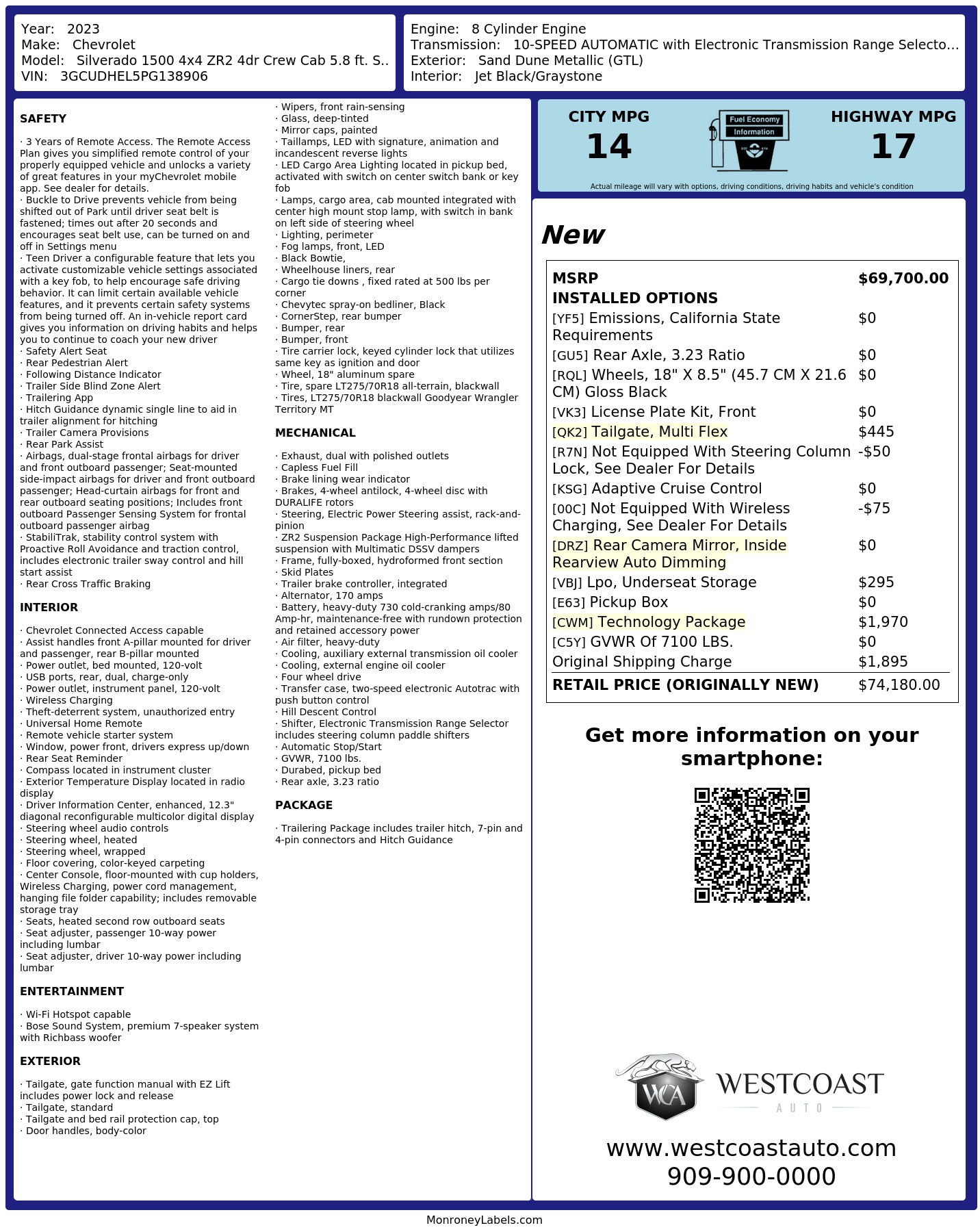 Monroney Label