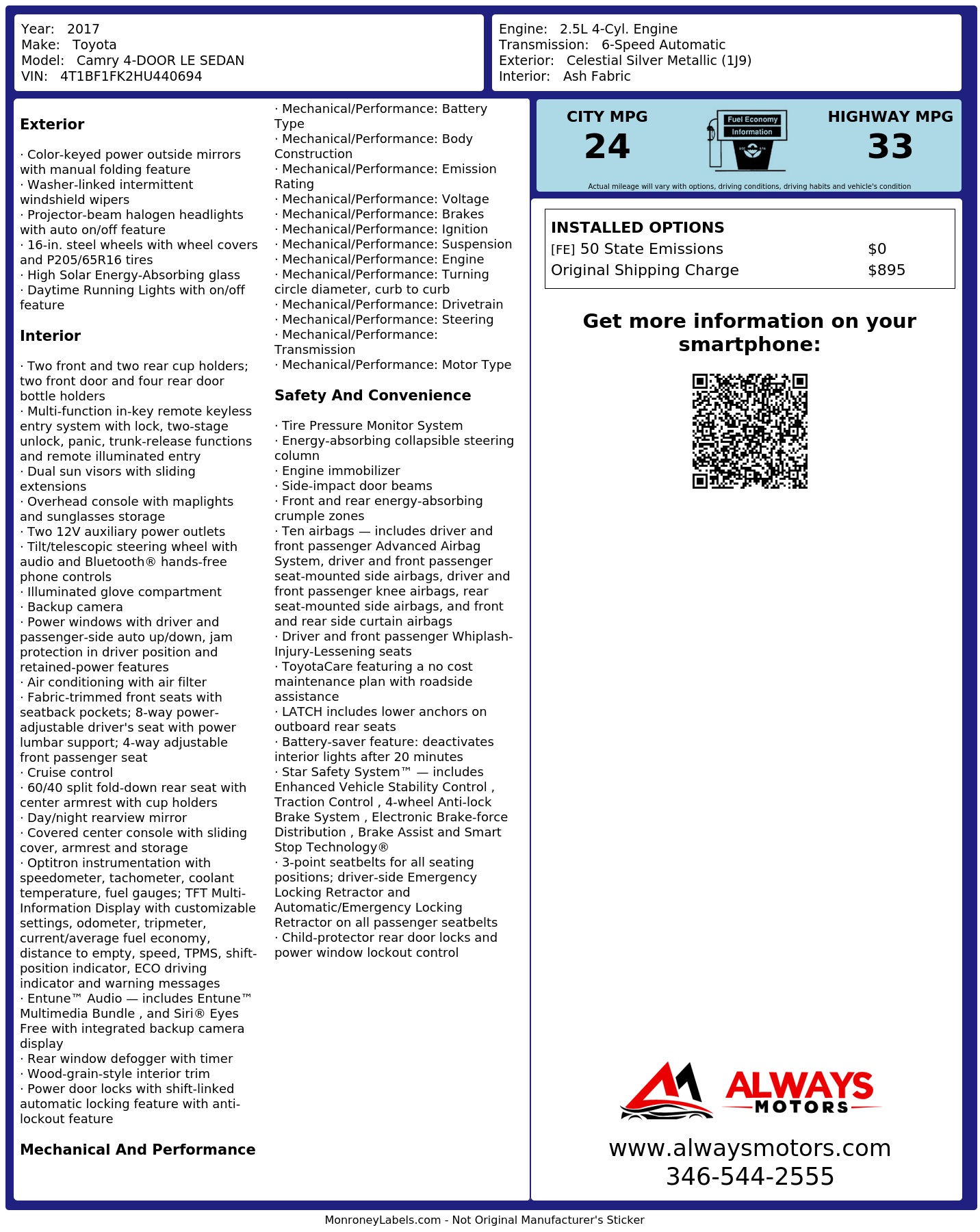 Monroney Label