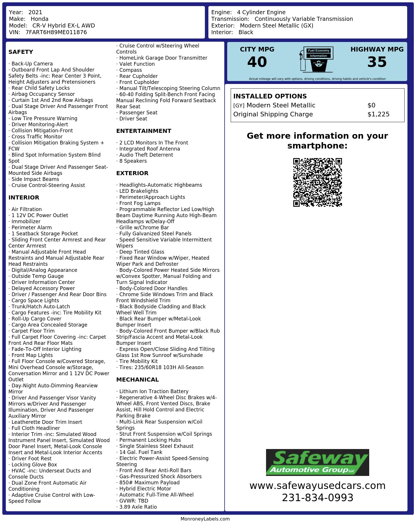 Monroney Label