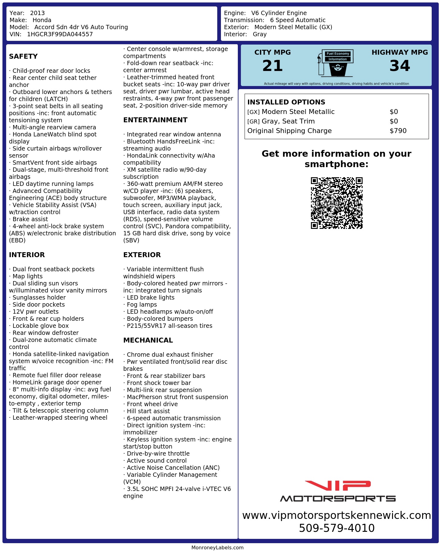 Monroney Label