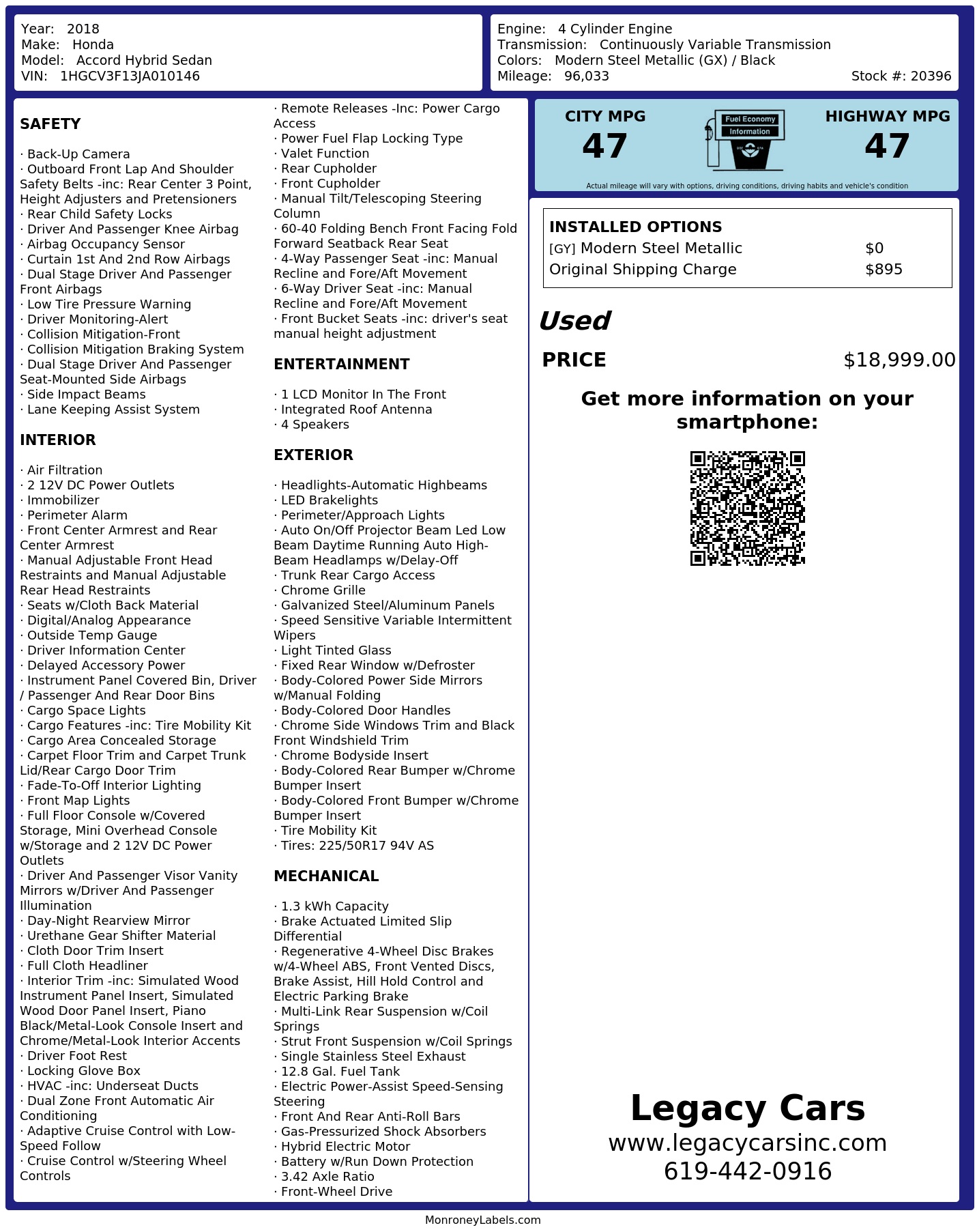 Monroney Label