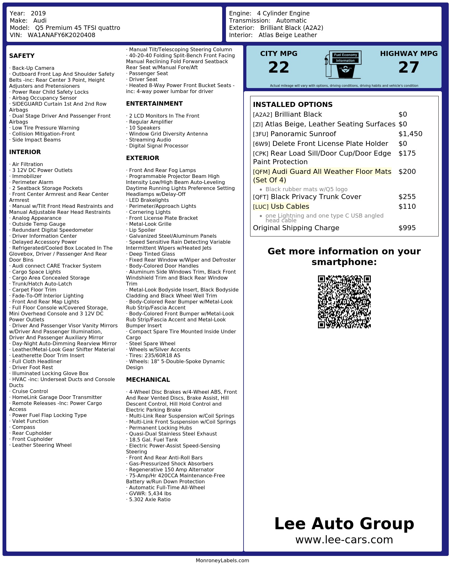 Monroney Label