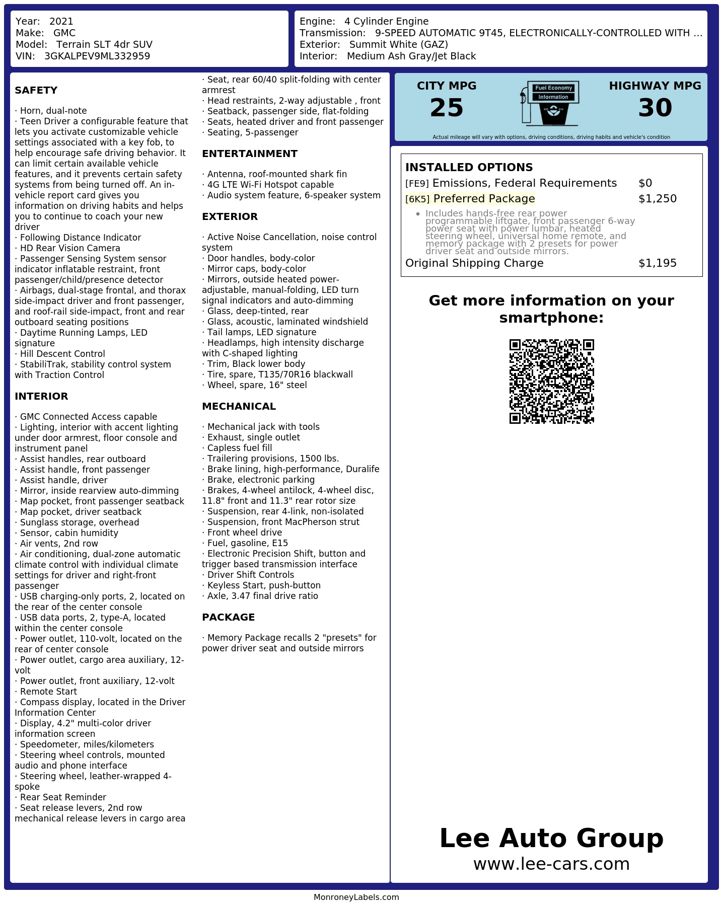 Monroney Label