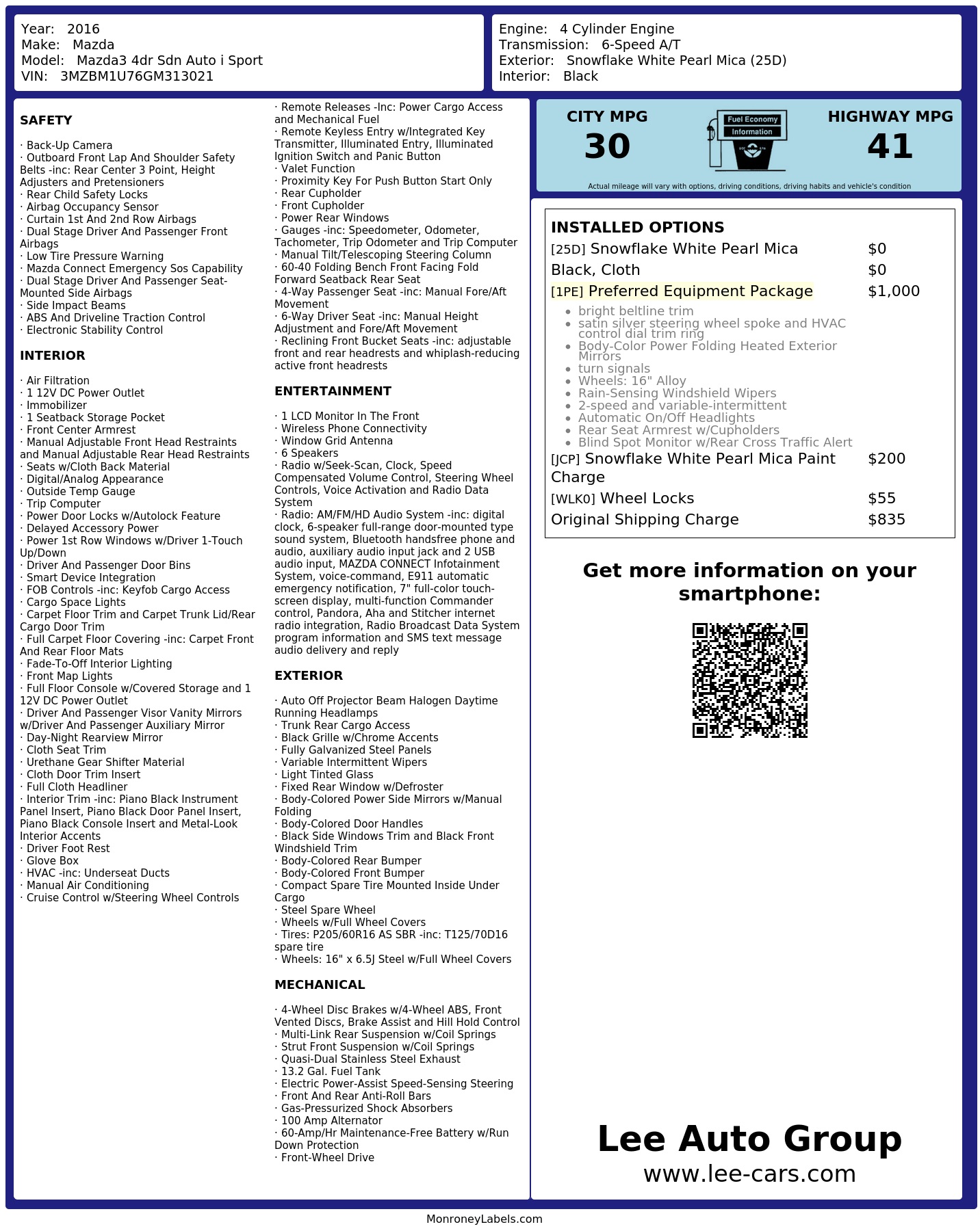 Monroney Label