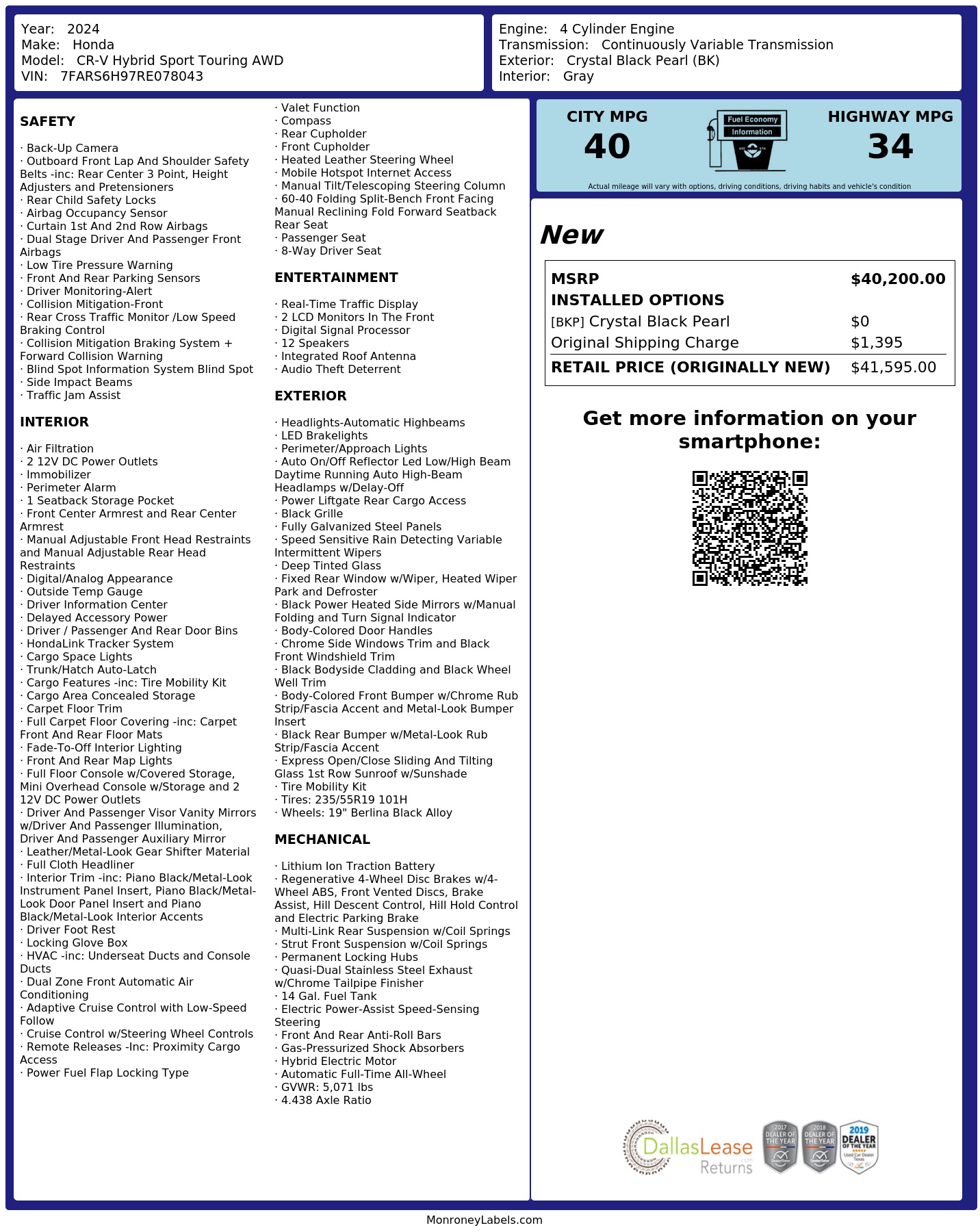 Monroney Label