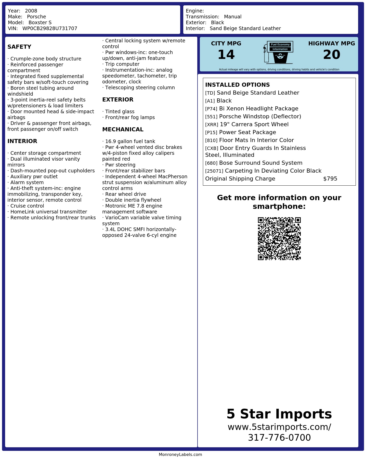 Monroney Label