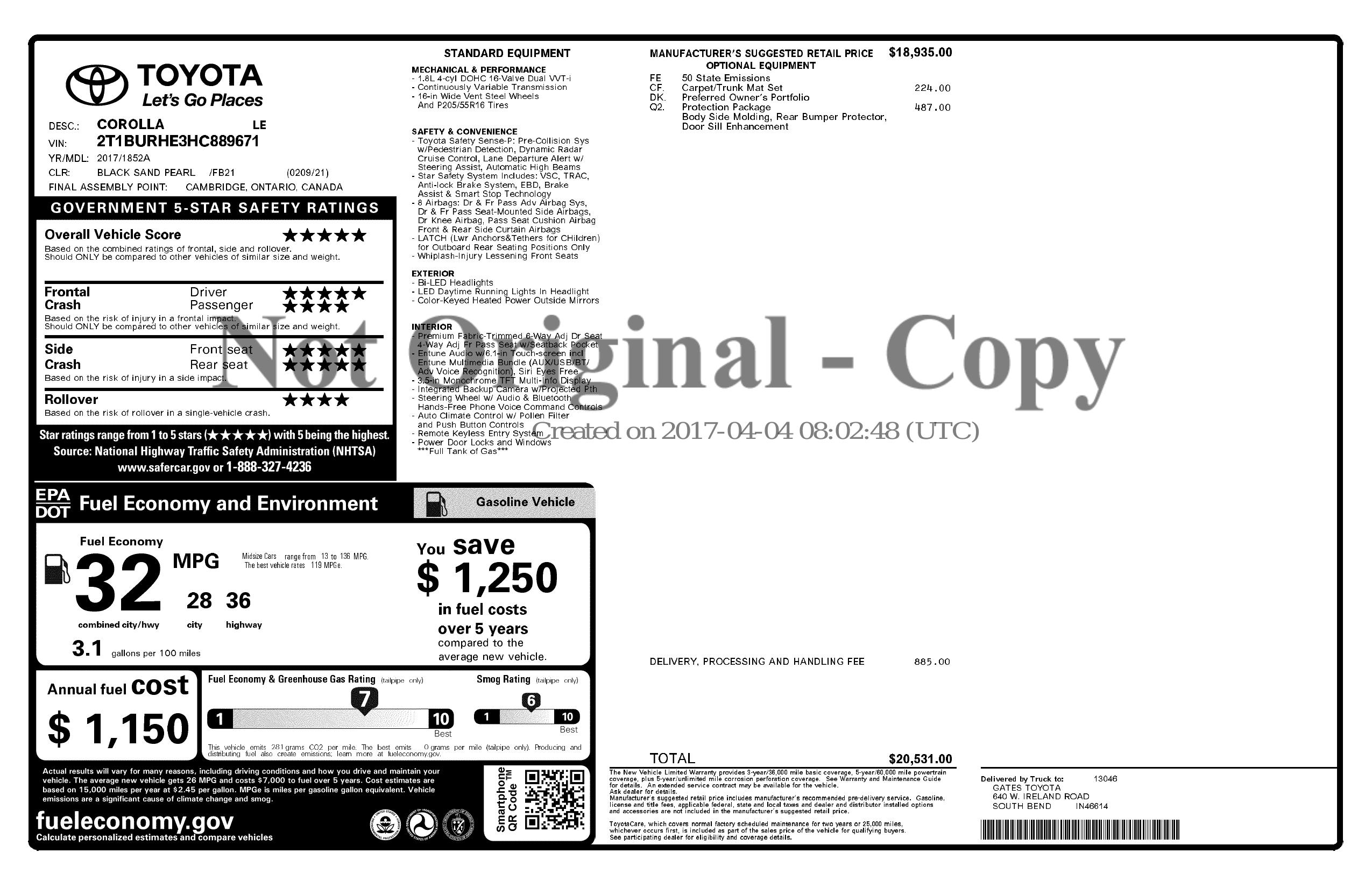 Monroney Label