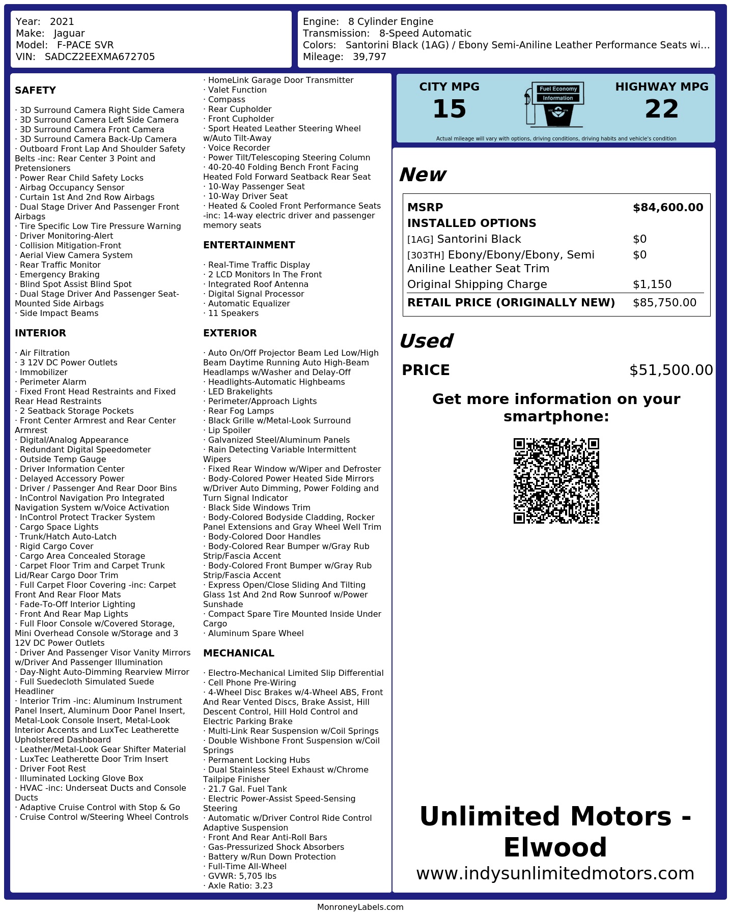 Monroney Label