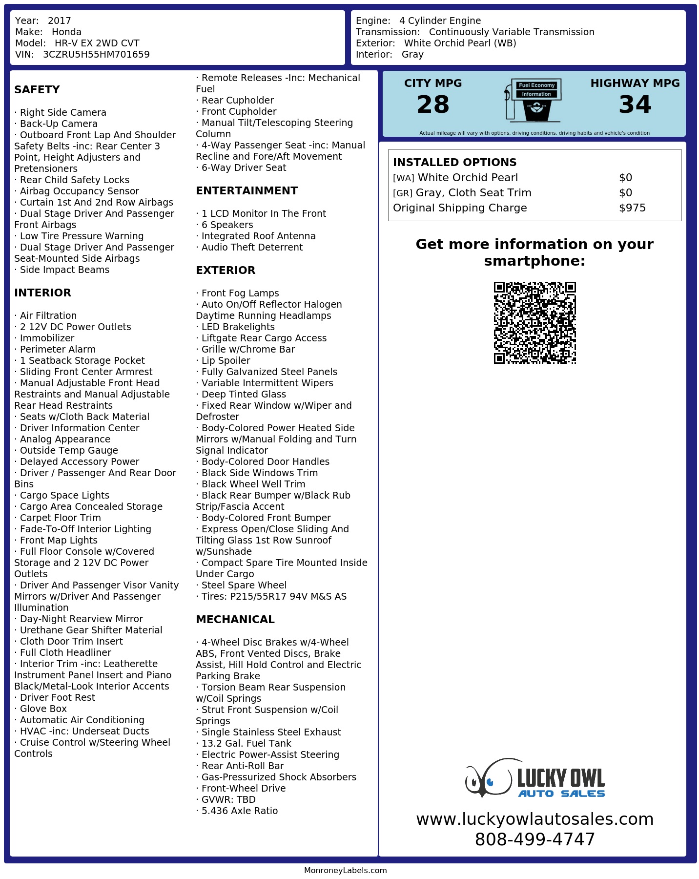 Monroney Label