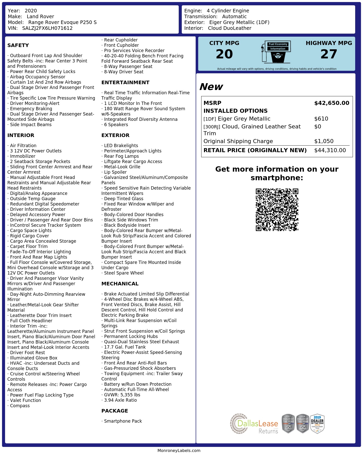 Monroney Label