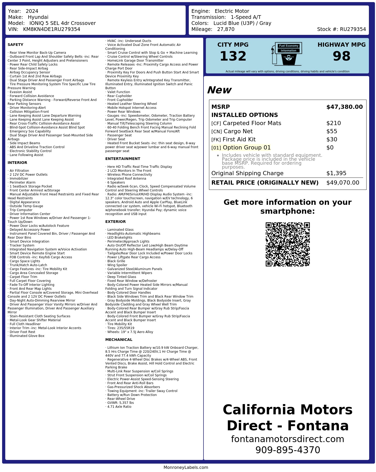 Monroney Label
