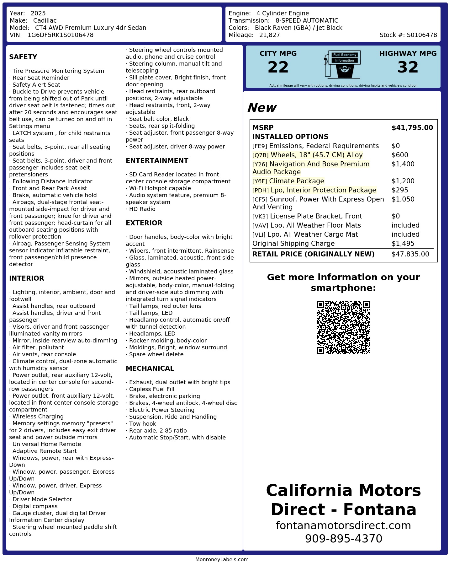 Monroney Label