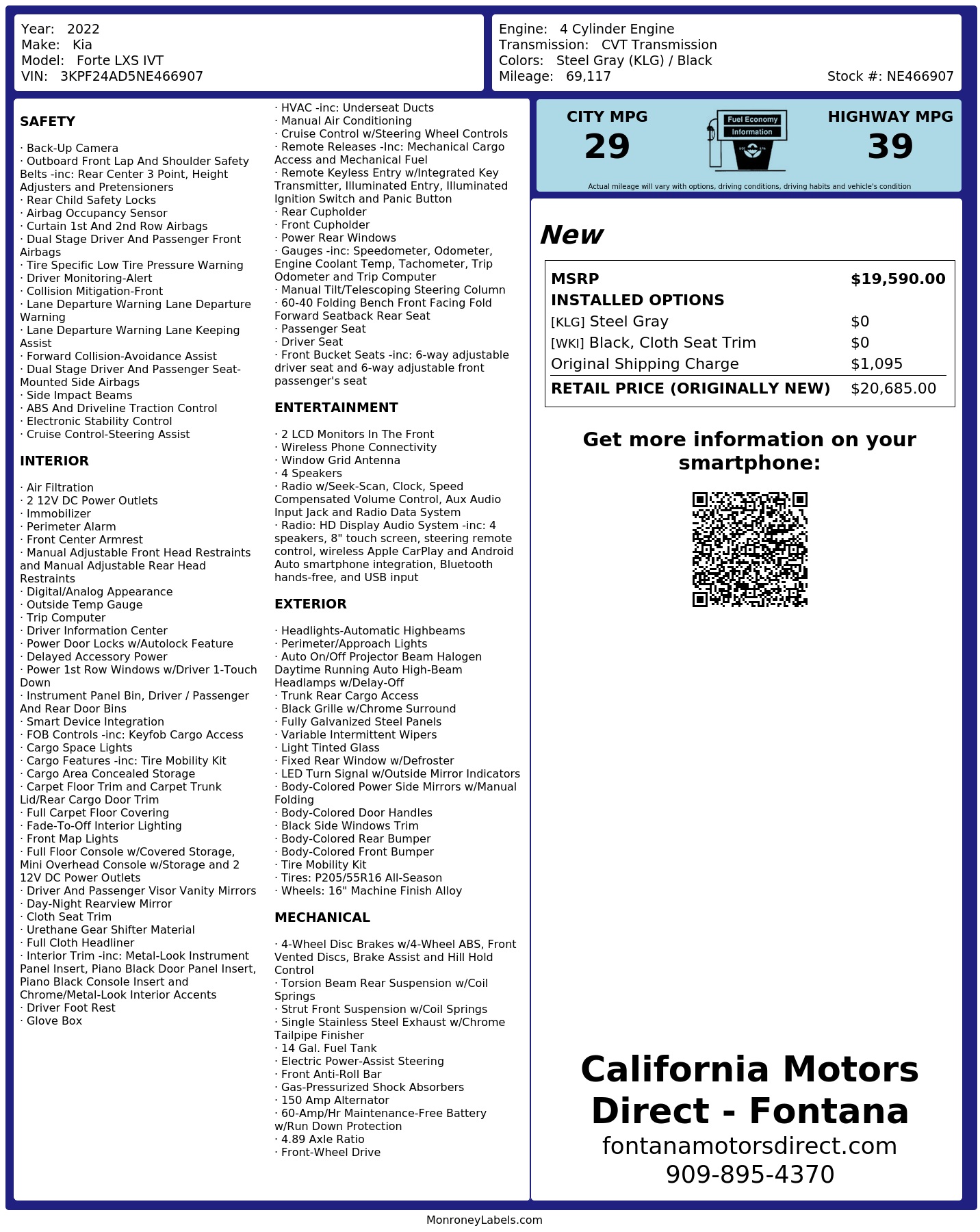 Monroney Label