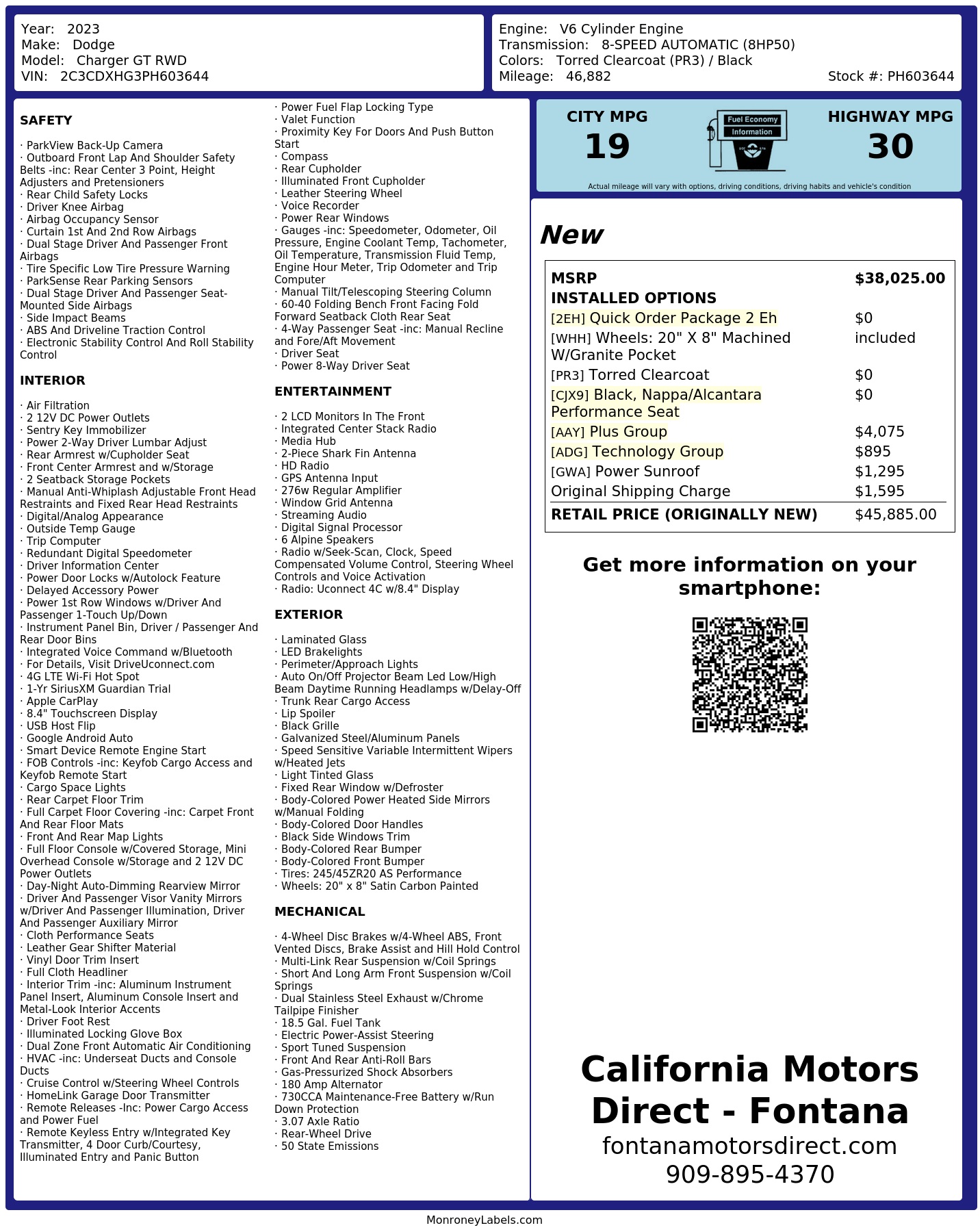 Monroney Label