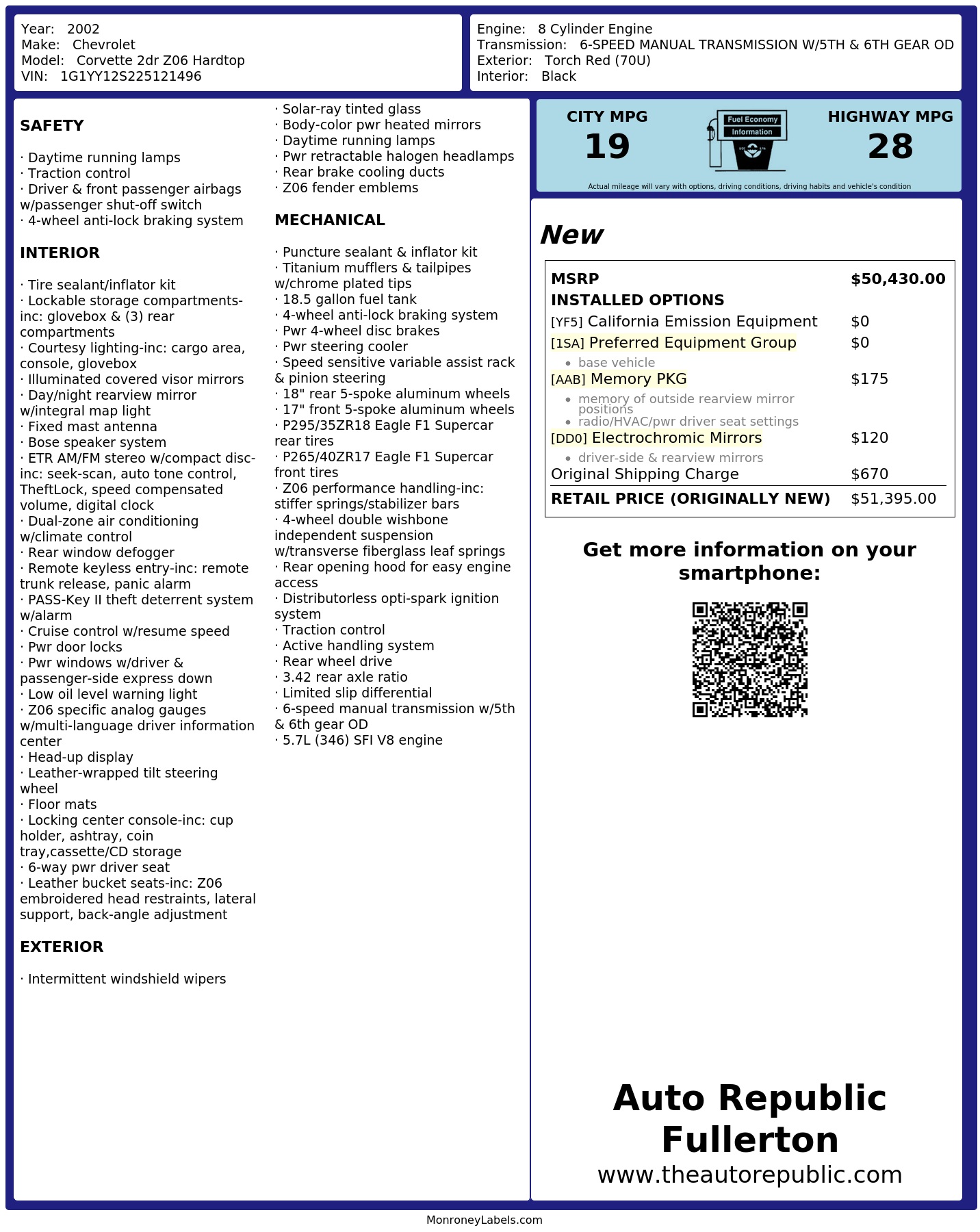 Monroney Label