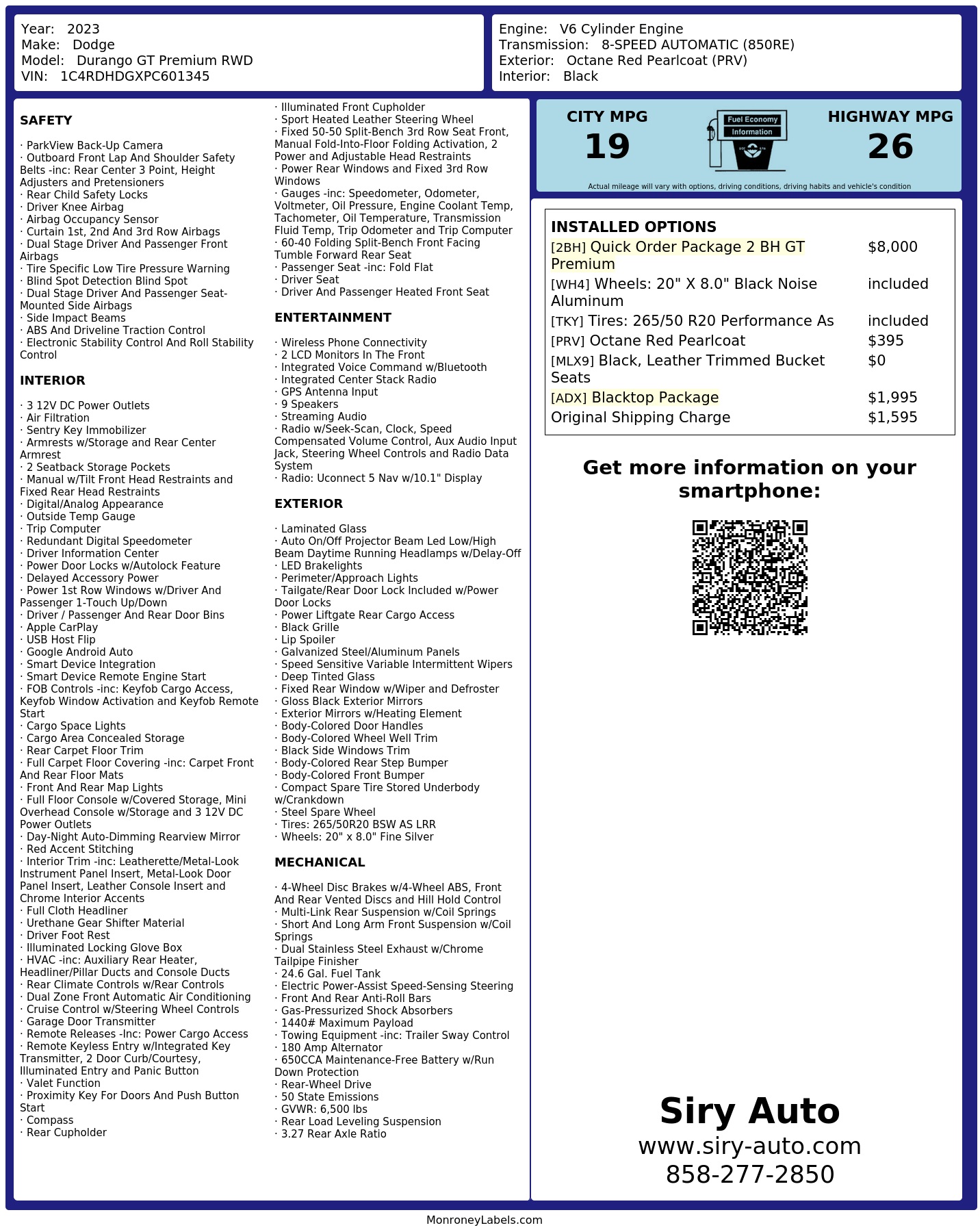 Monroney Label