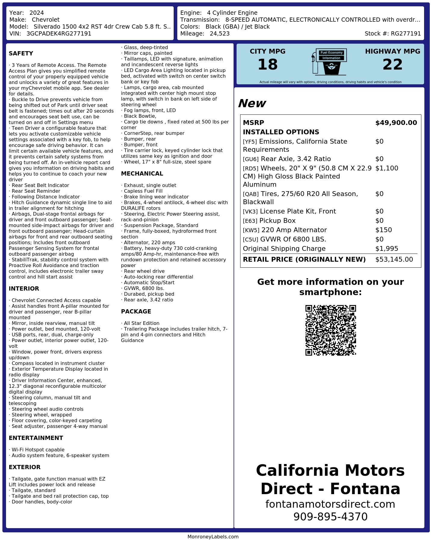 Monroney Label