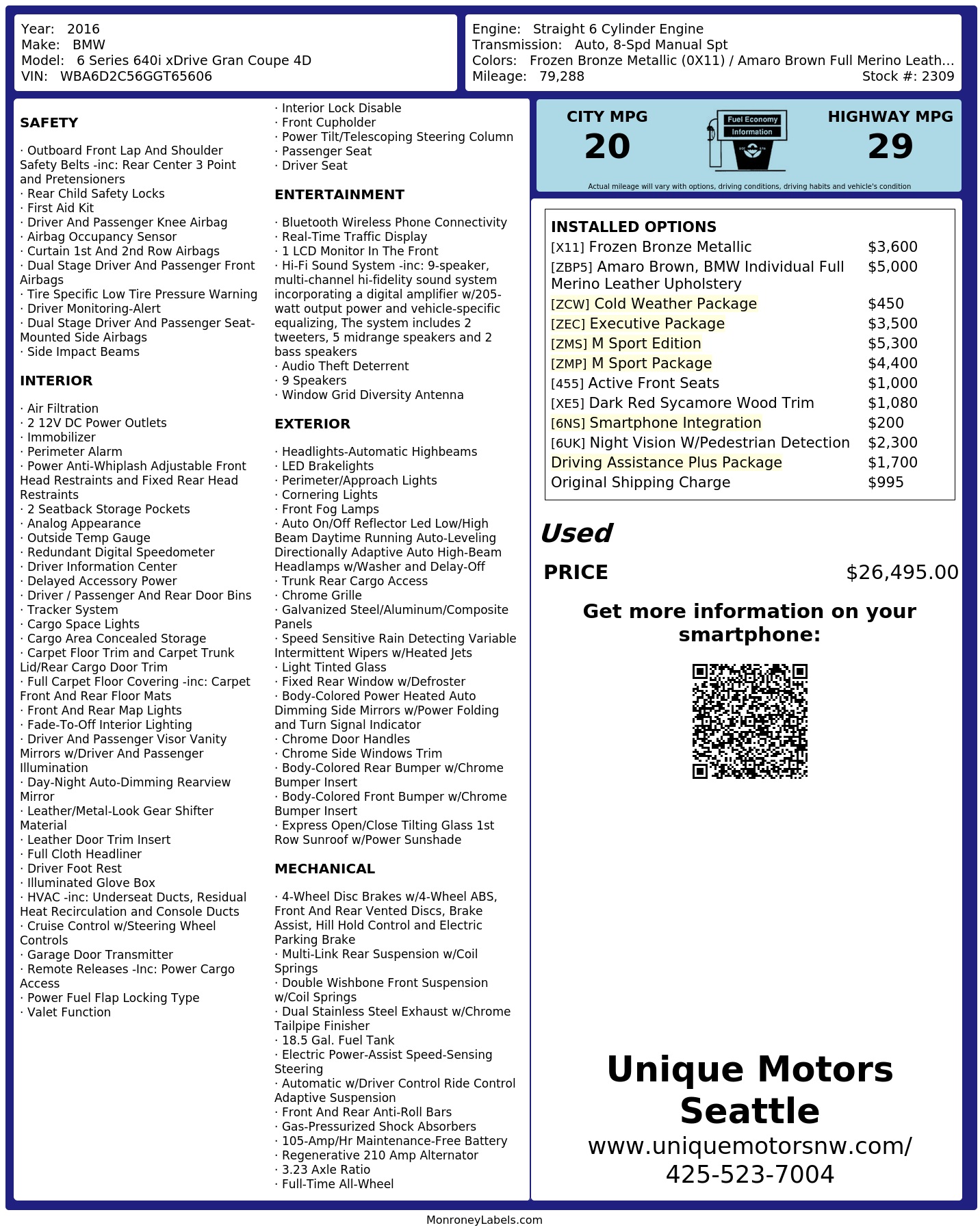 Monroney Label