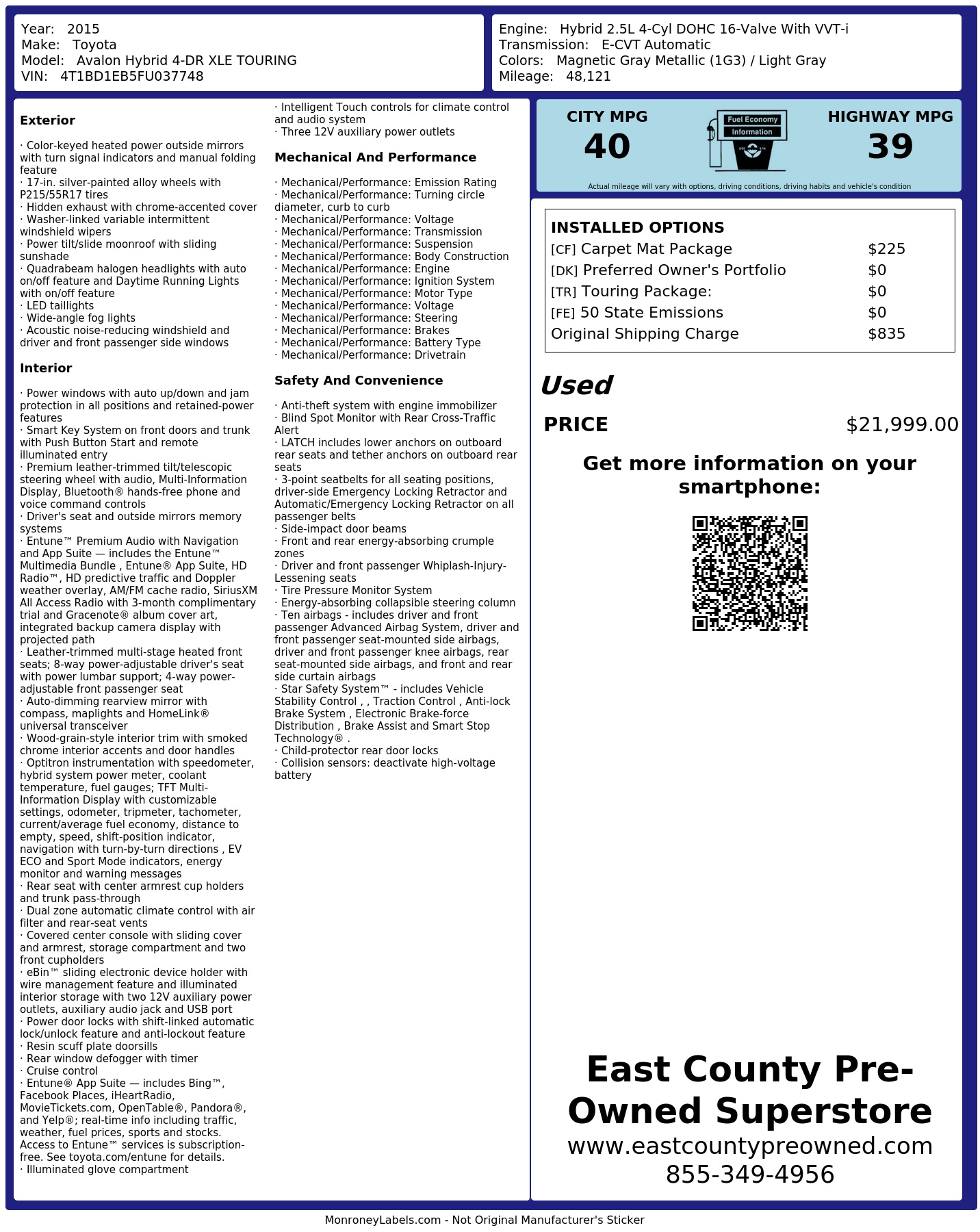 Monroney Label