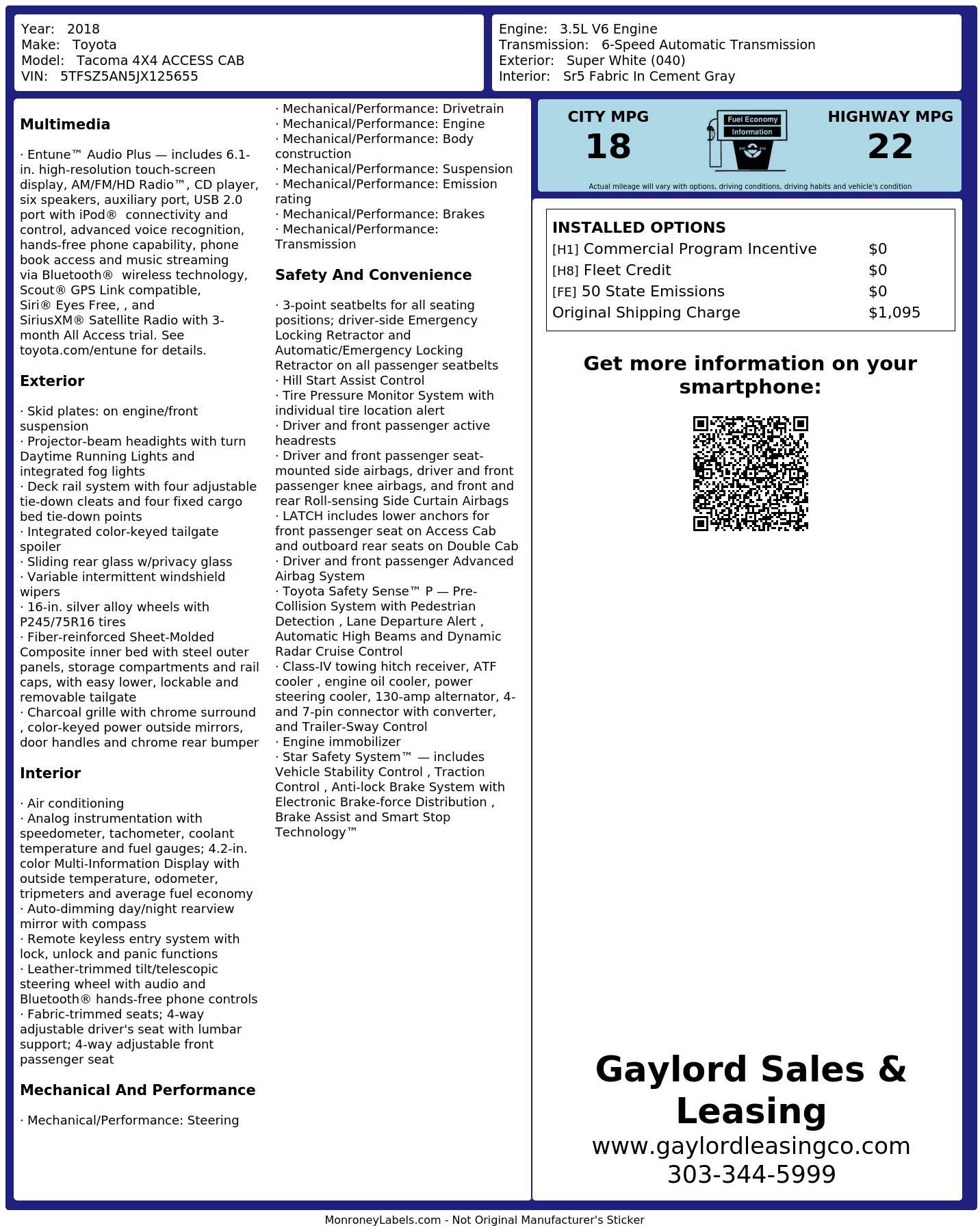Monroney Label