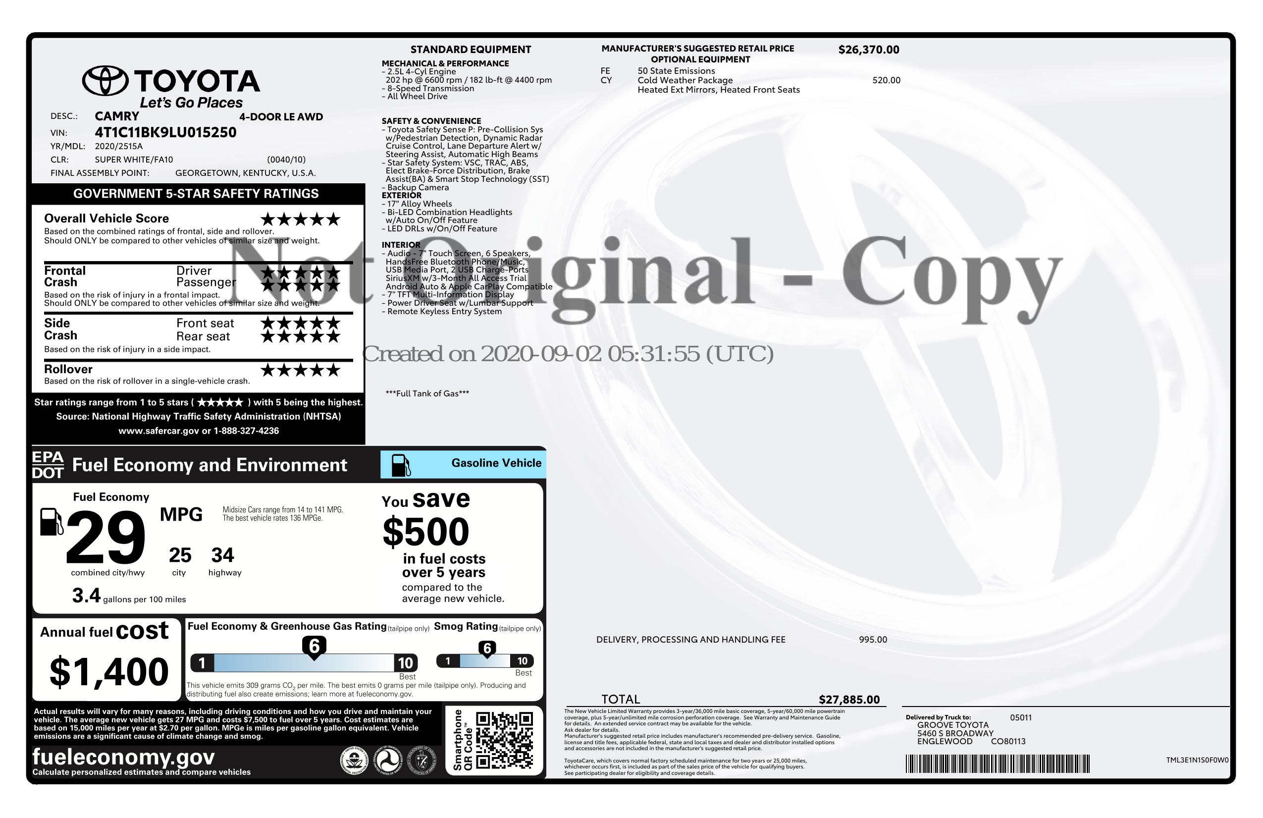 Monroney Label