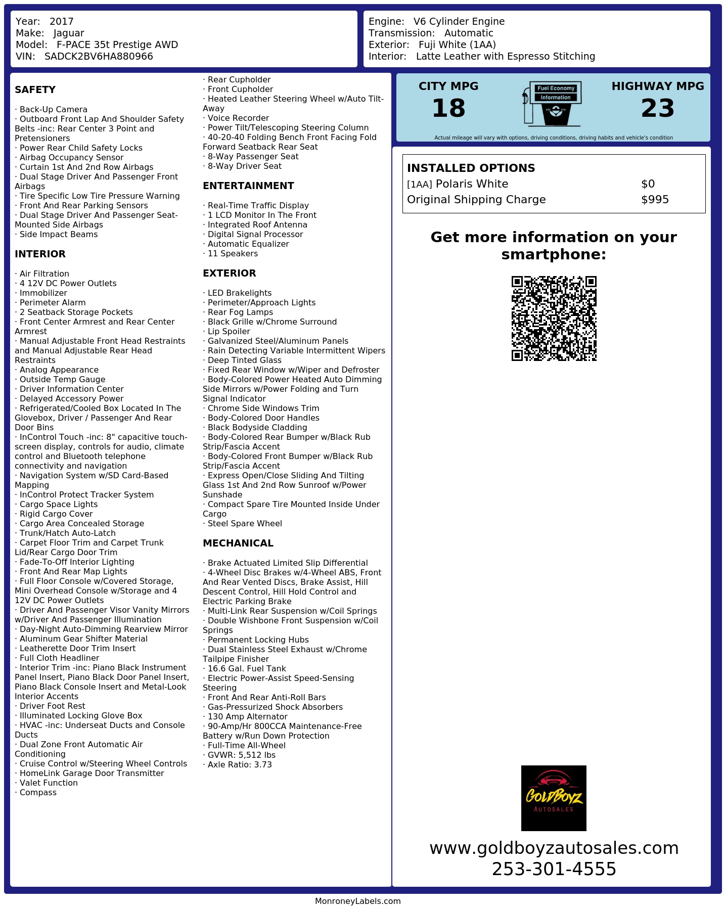 Monroney Label