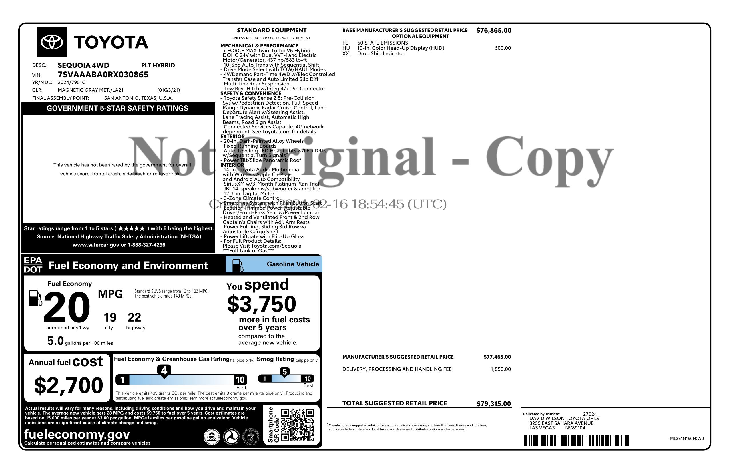 Monroney Label