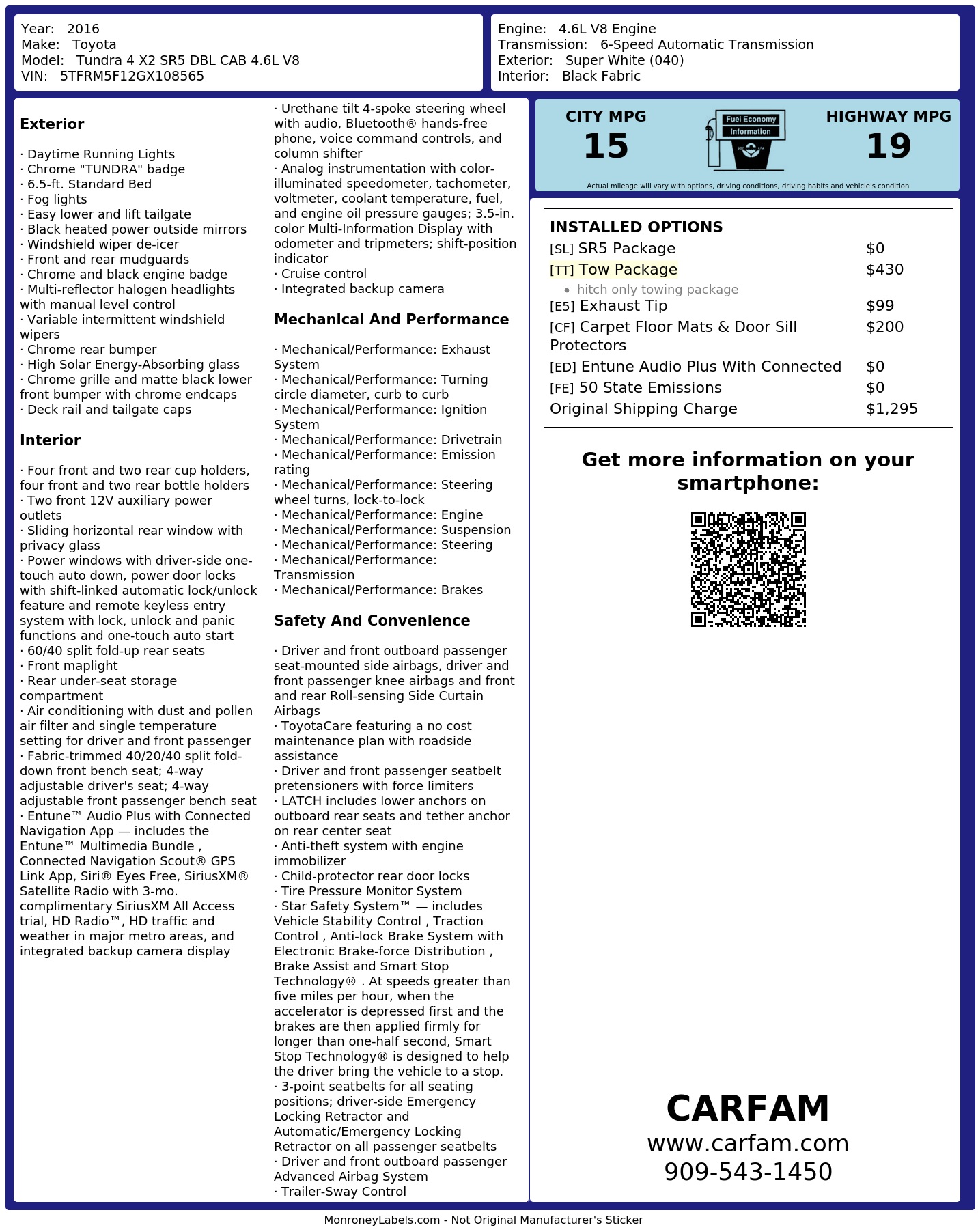 Monroney Label