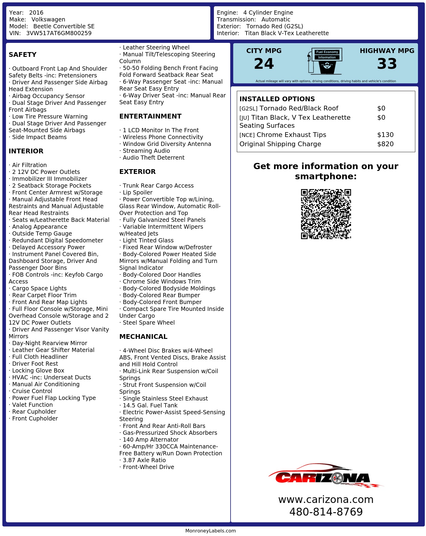Monroney Label