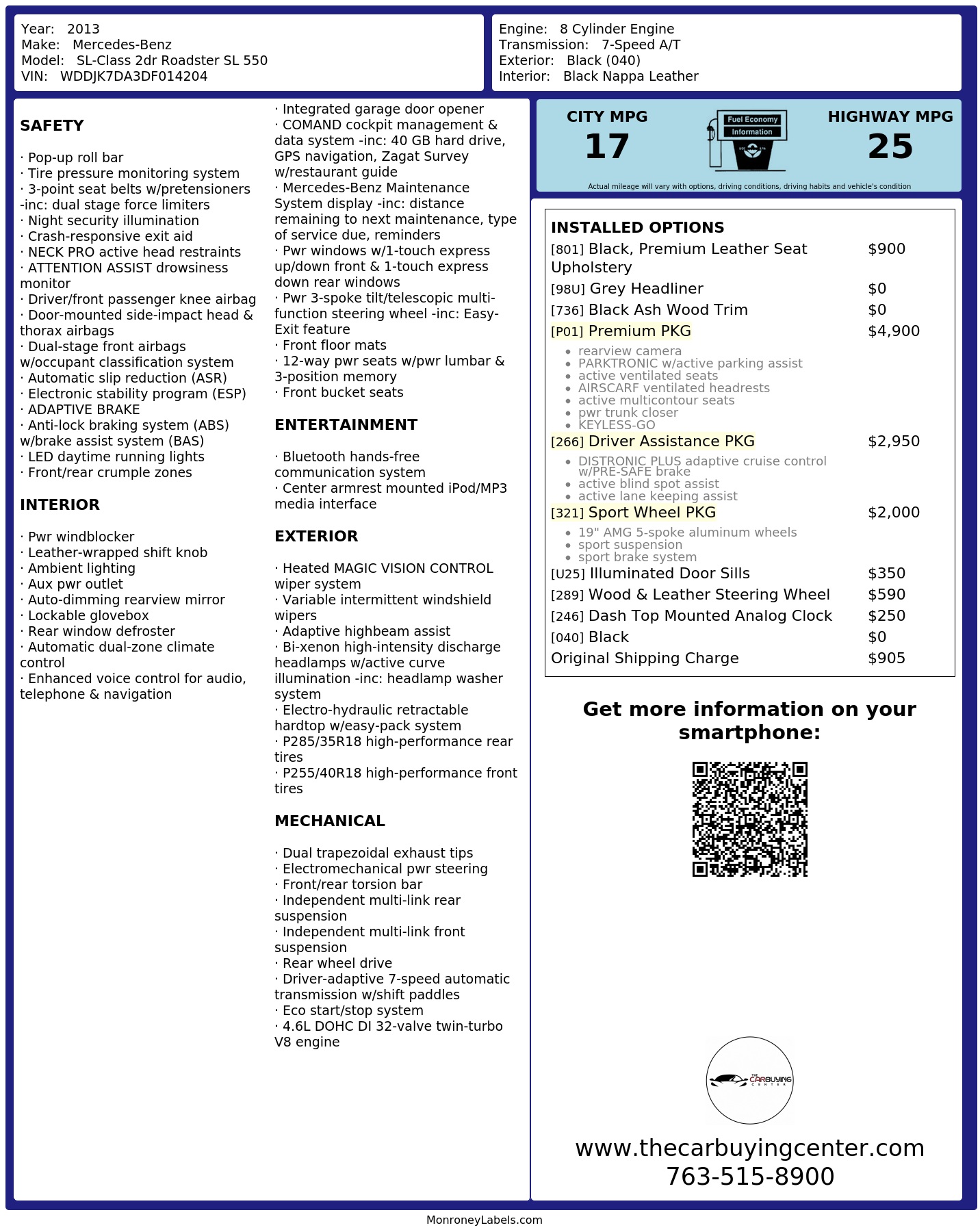 Monroney Label