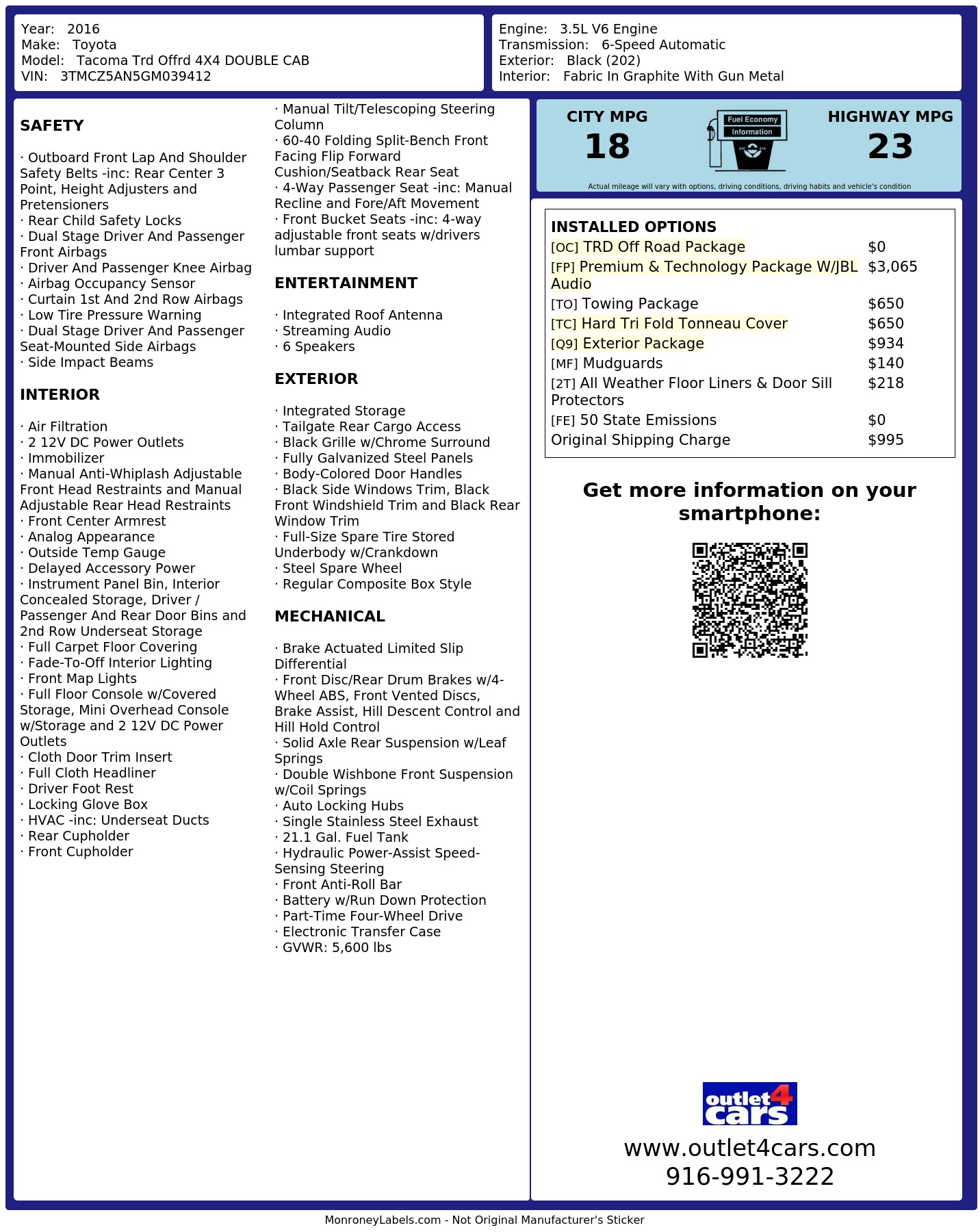 Monroney Label