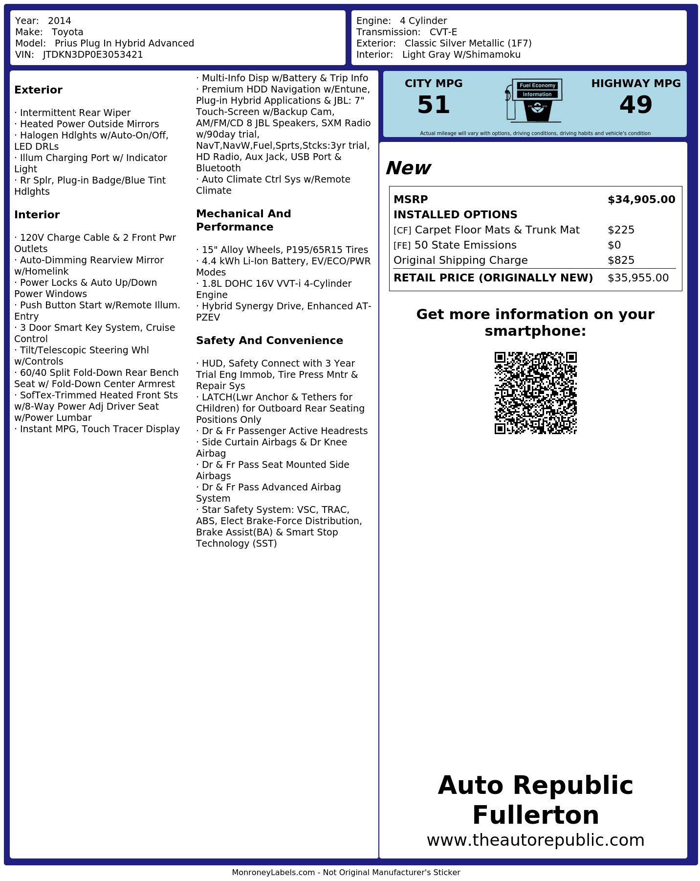 Monroney Label