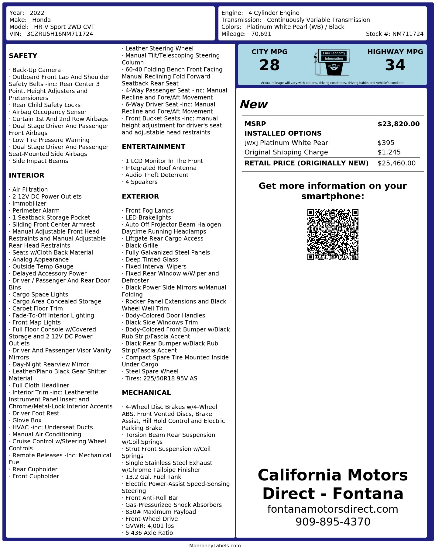 Monroney Label