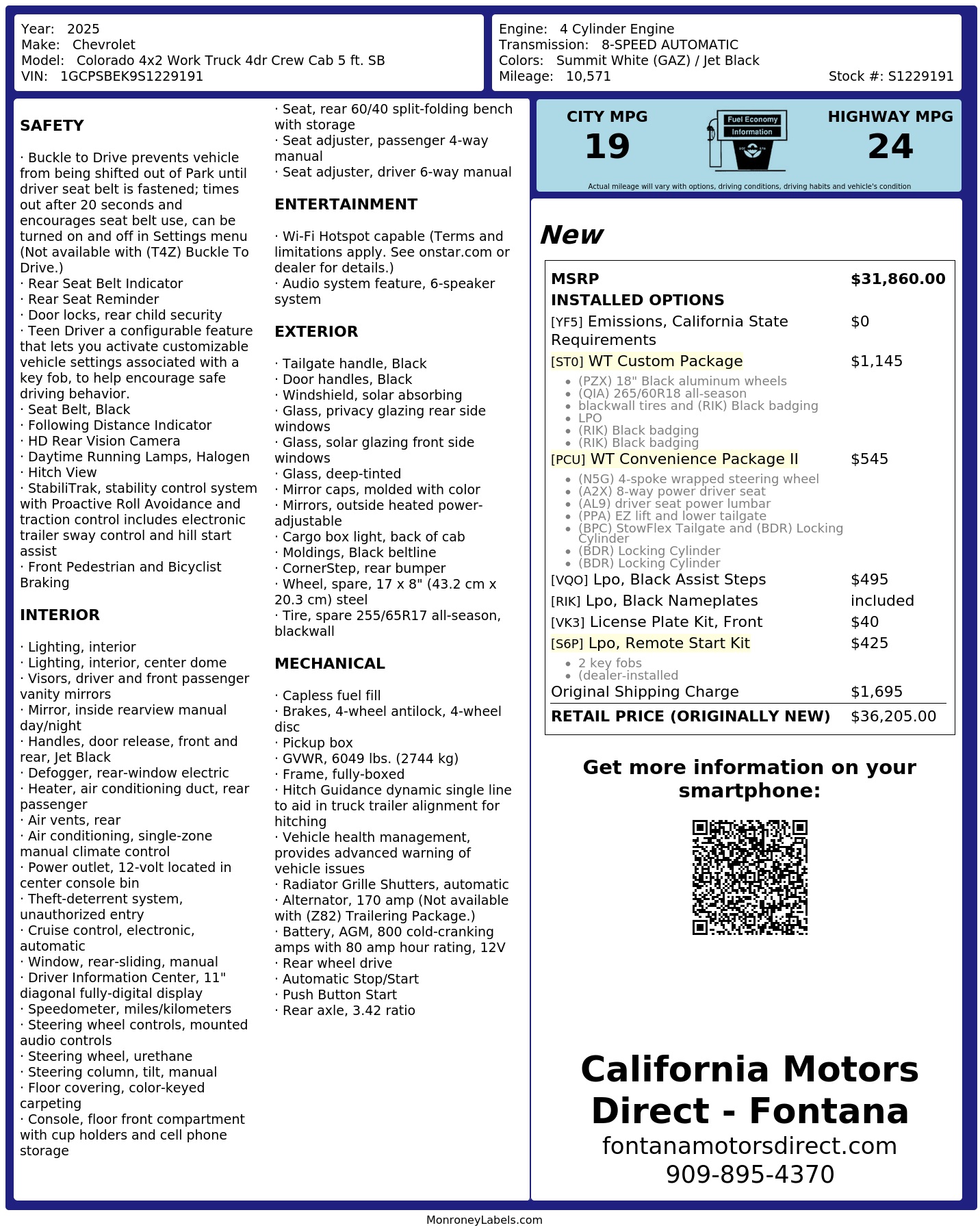 Monroney Label