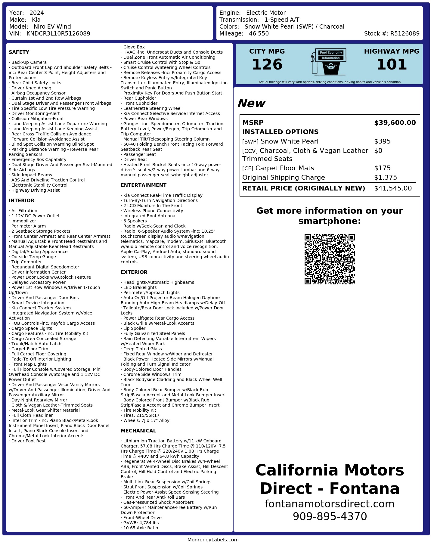 Monroney Label