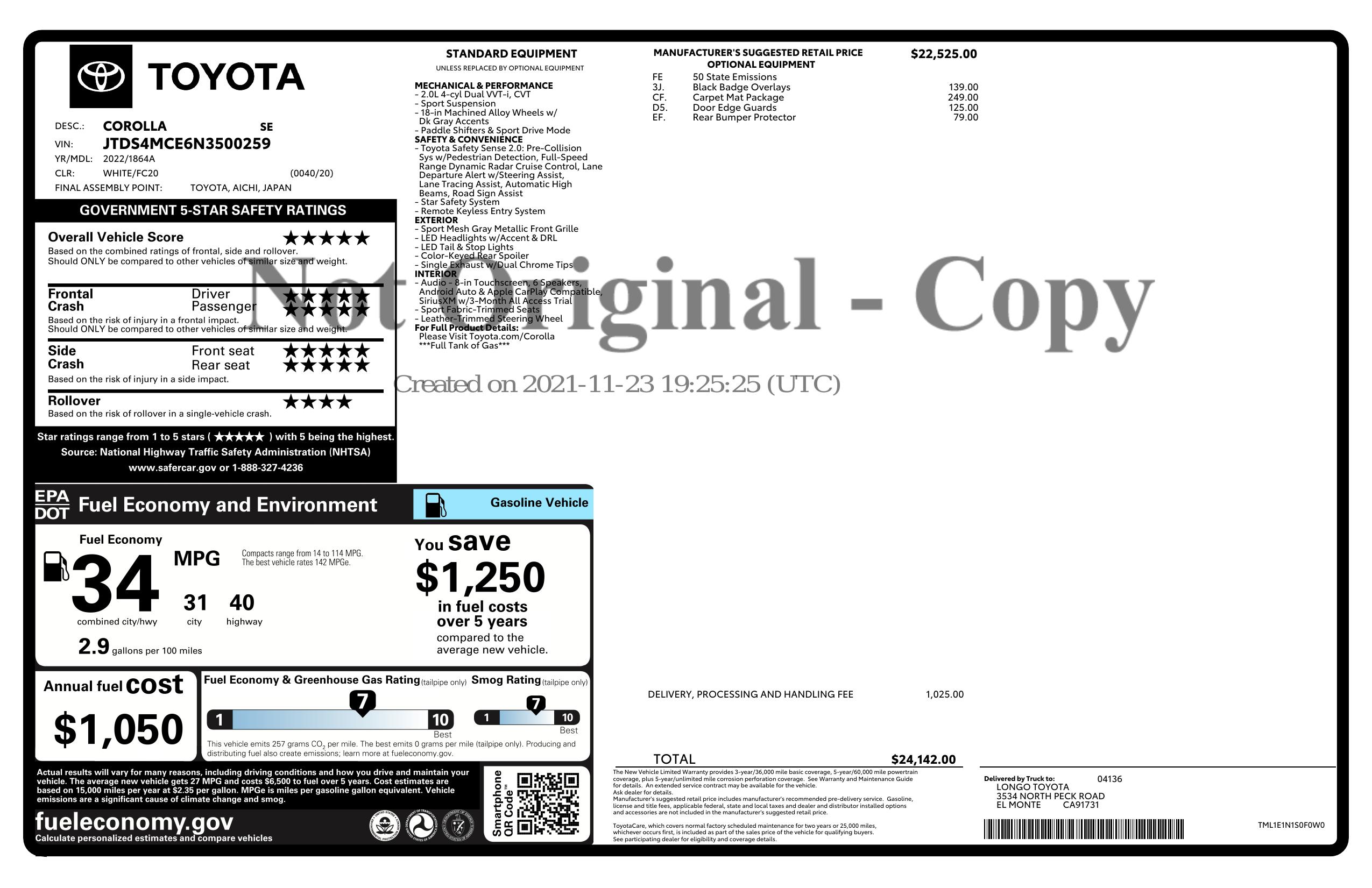 Monroney Label