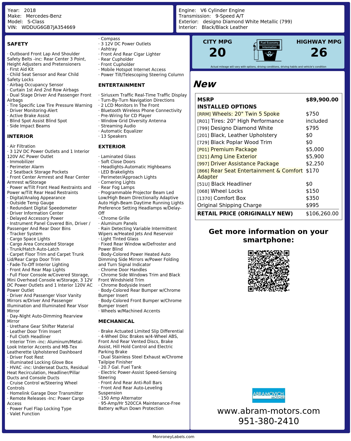 Monroney Label