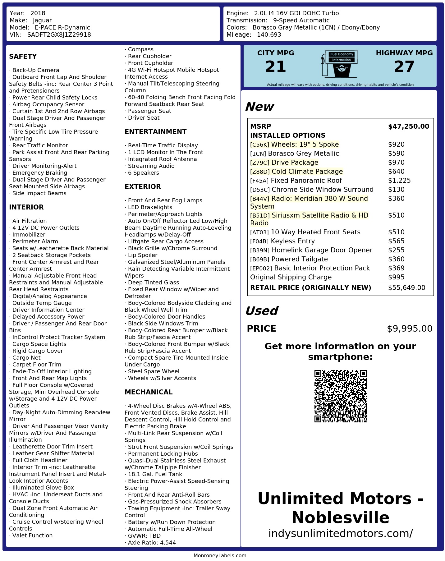 Monroney Label