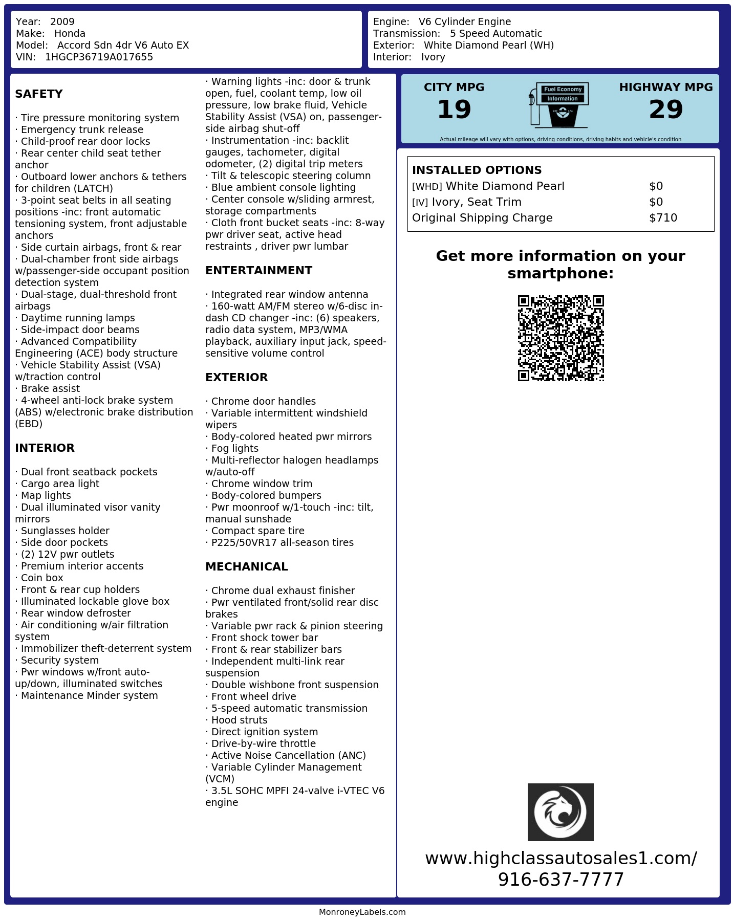 Monroney Label