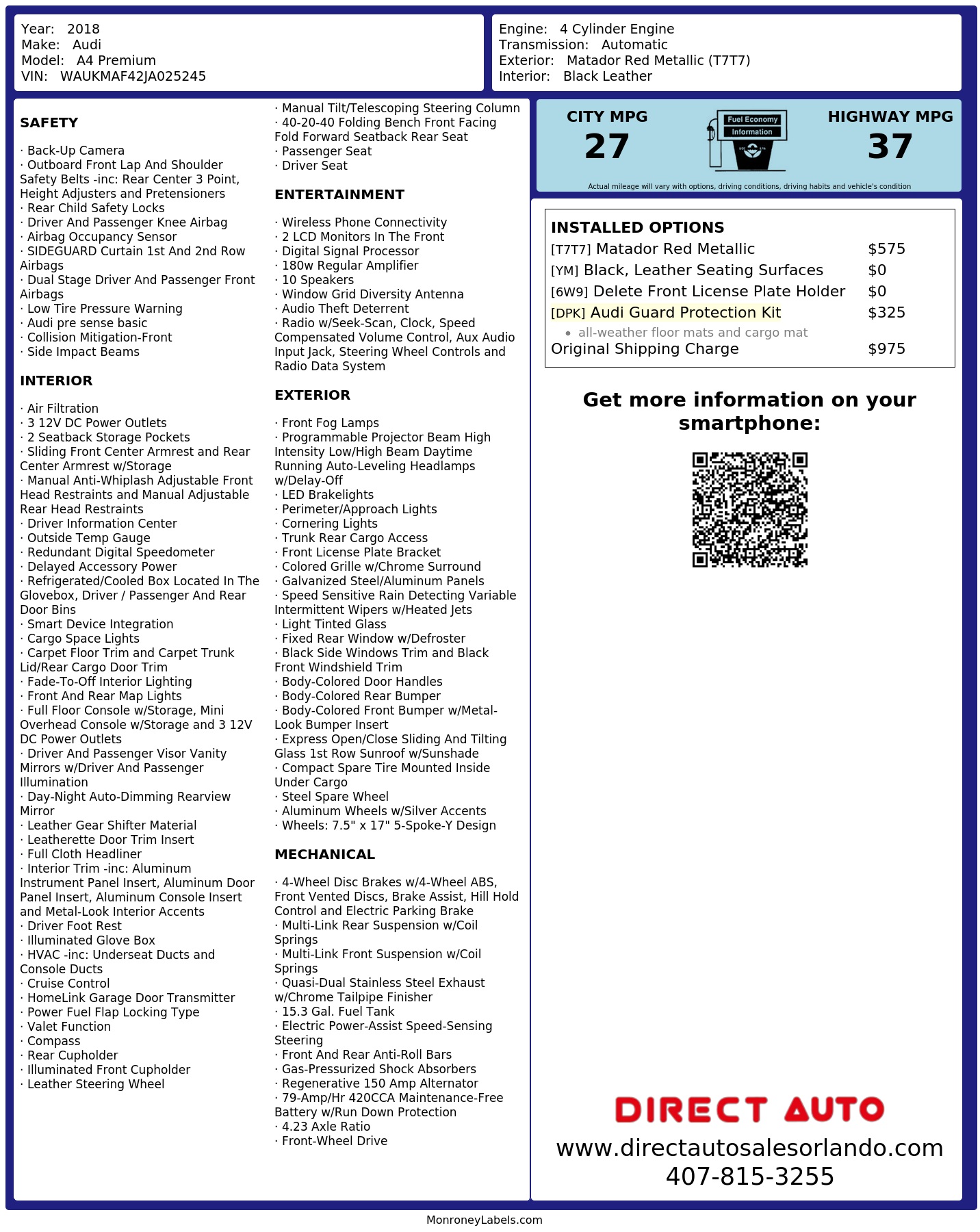 Monroney Label