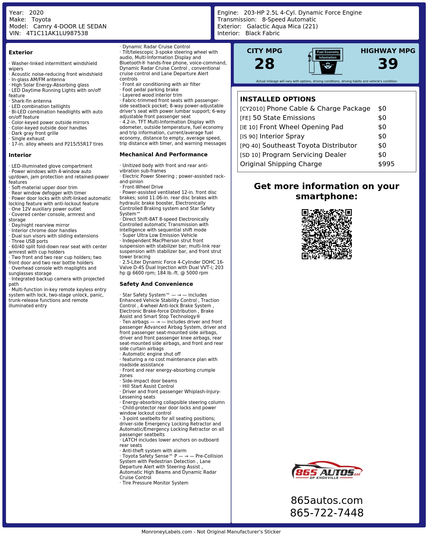 Monroney Label