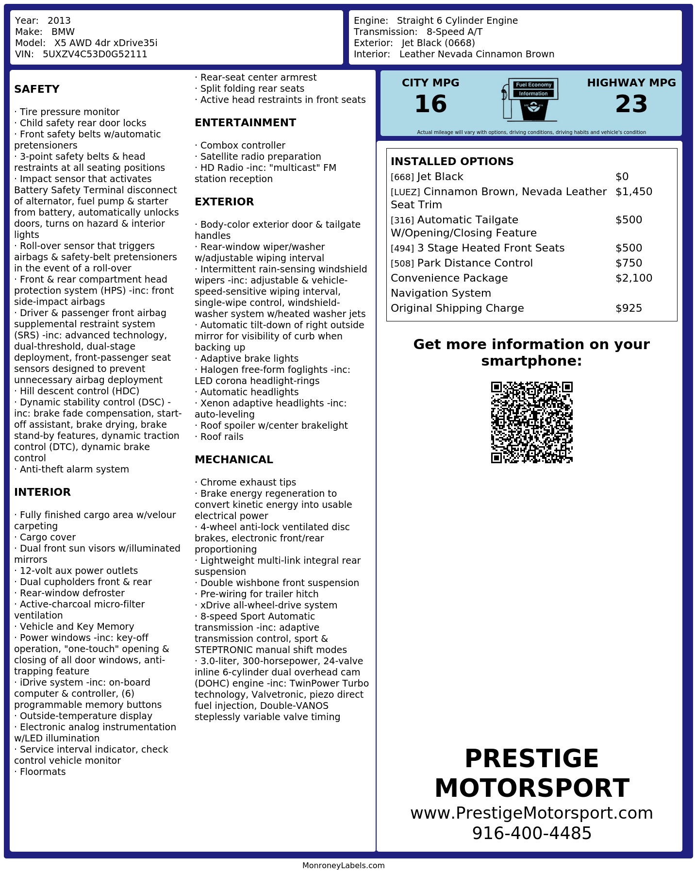 Monroney Label