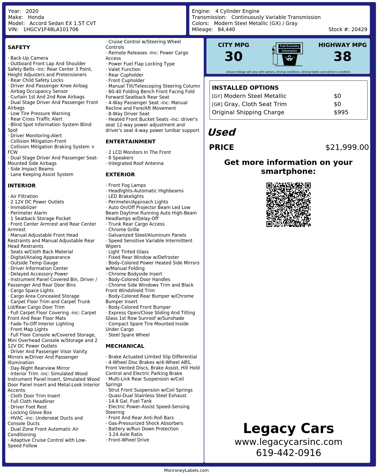 Monroney Label