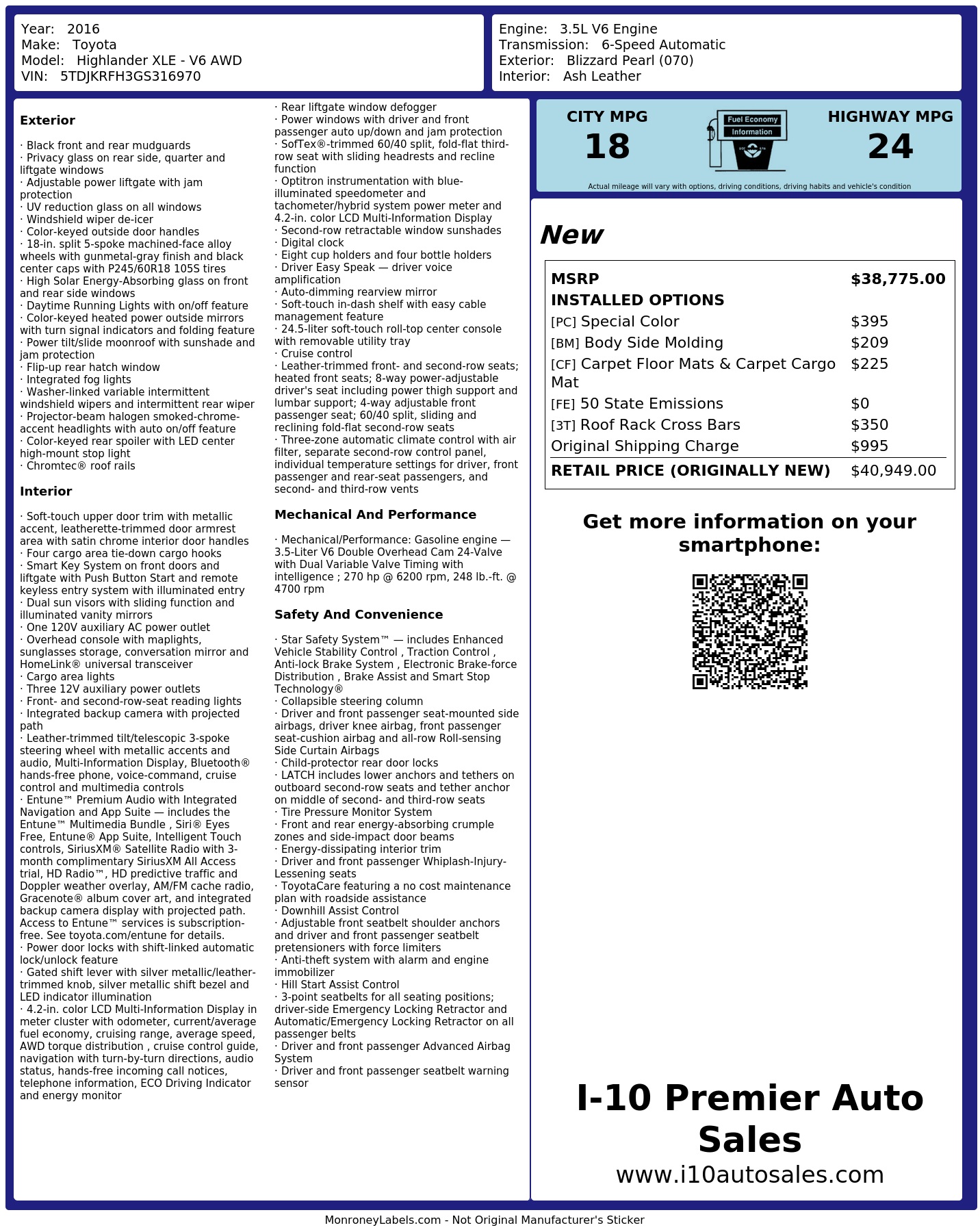 Monroney Label