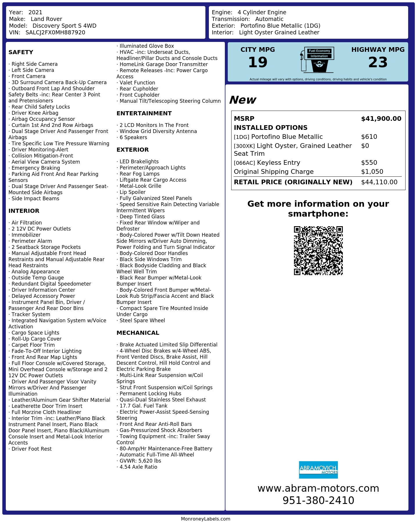 Monroney Label