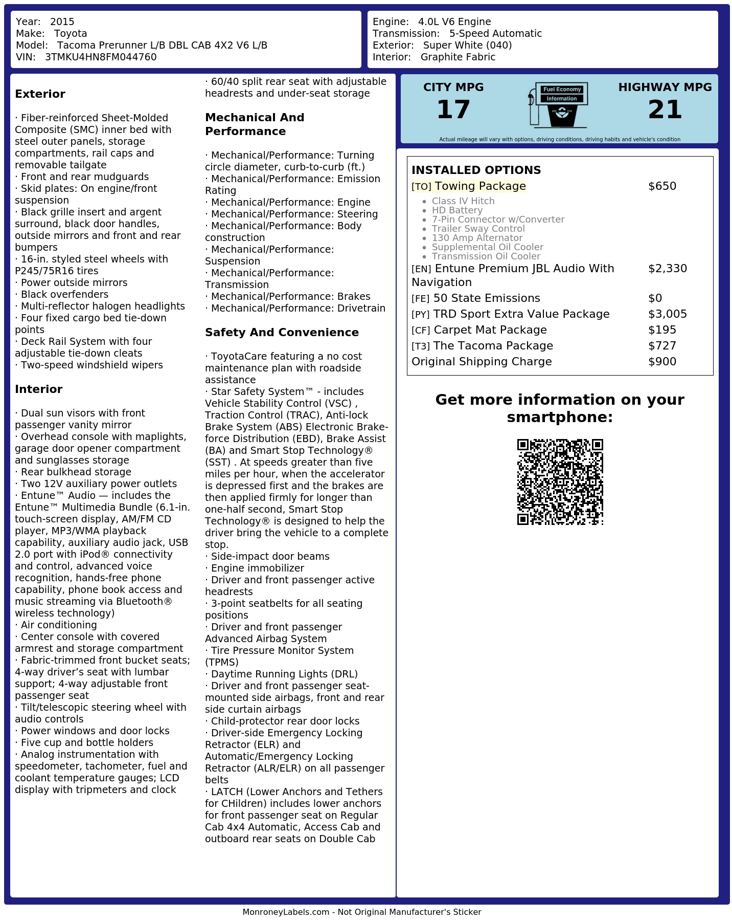 Monroney Label