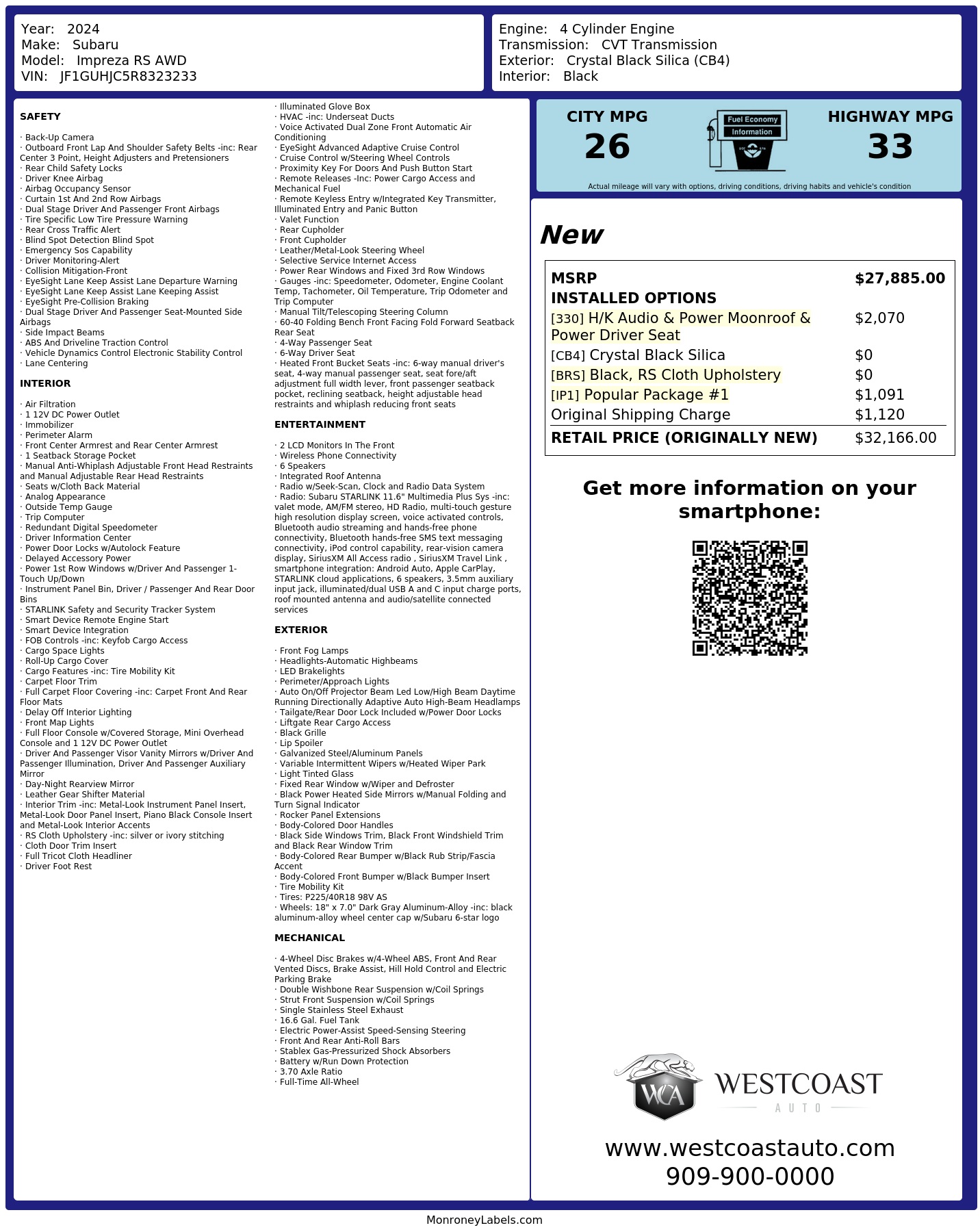 Monroney Label